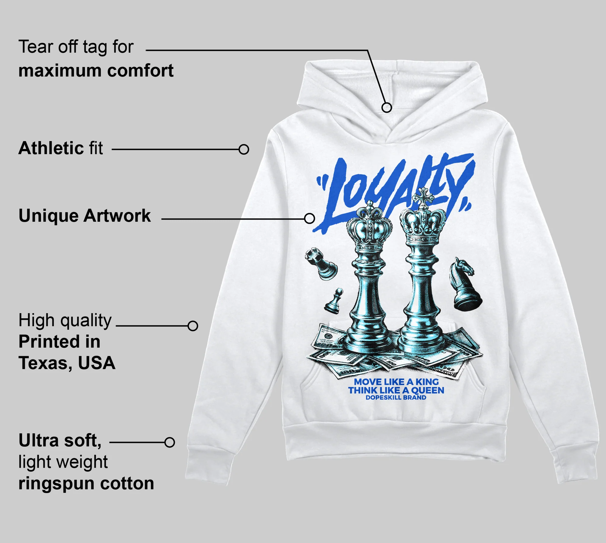 Royal Blue 'Loyalty' DopeSkill Graphic Hoodie - Image 3