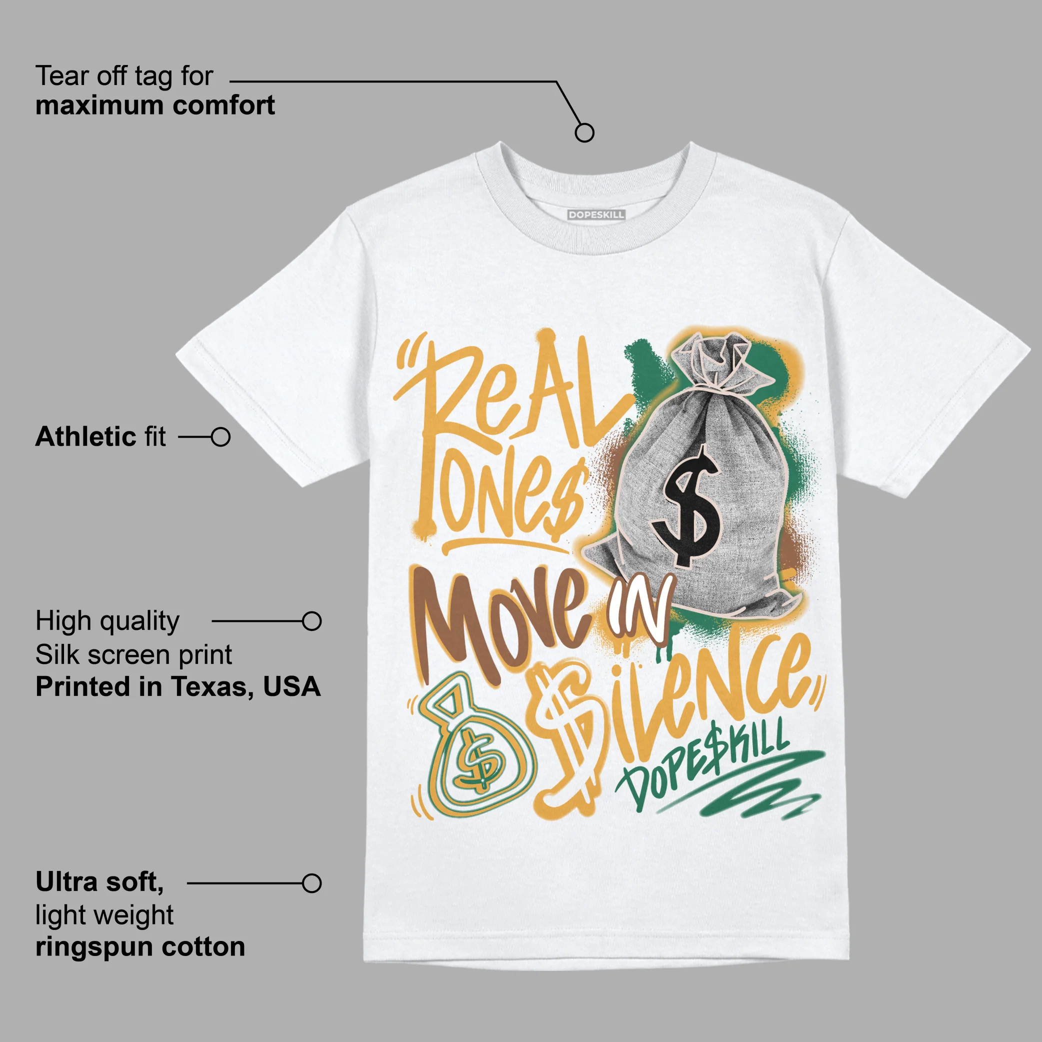 Safari Dunk Low DopeSkill T-Shirt Real Ones Move In Silence Graphic - Image 3