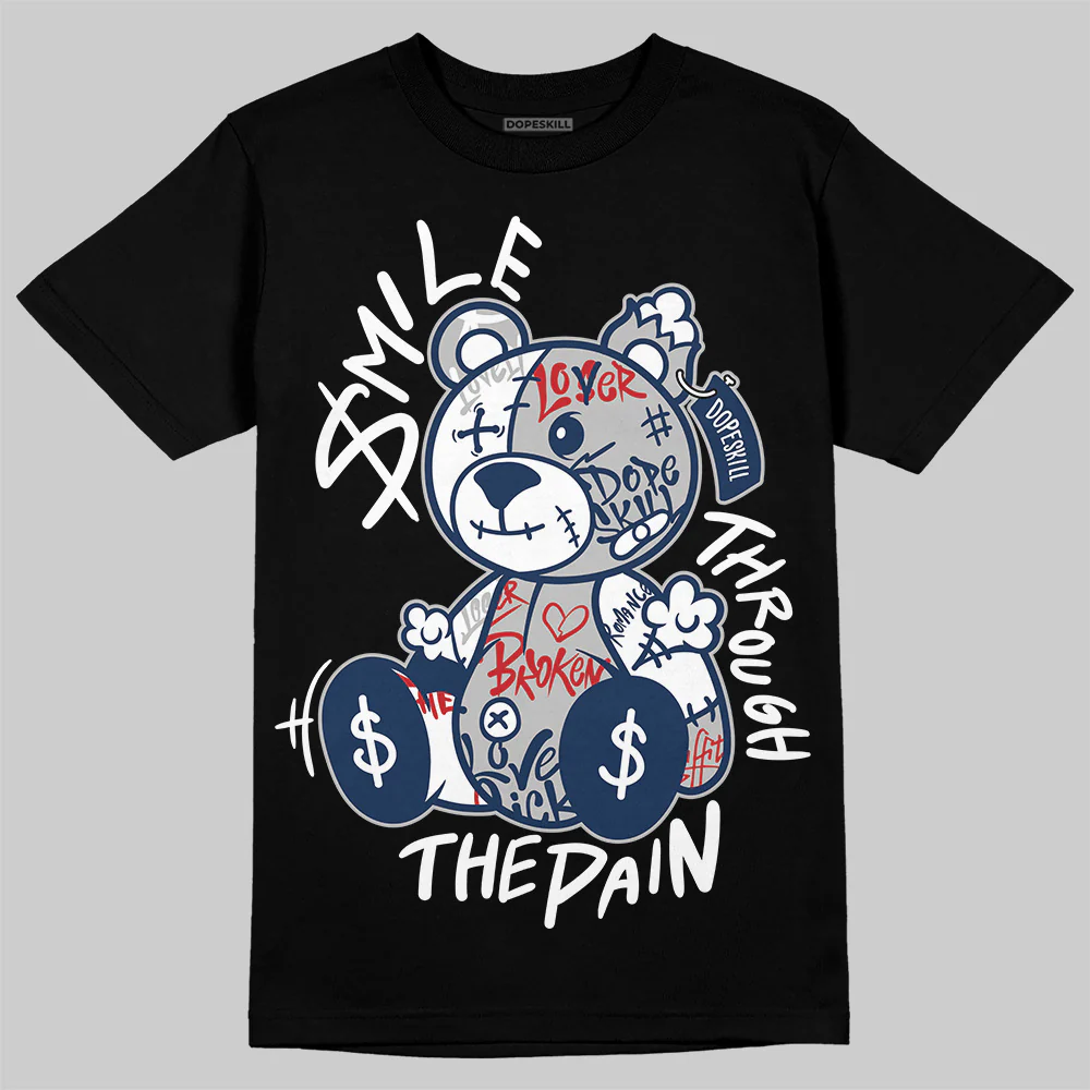 Summit White Navy 4s DopeSkill T-Shirt Smile Through The Pain Graphic - Image 2