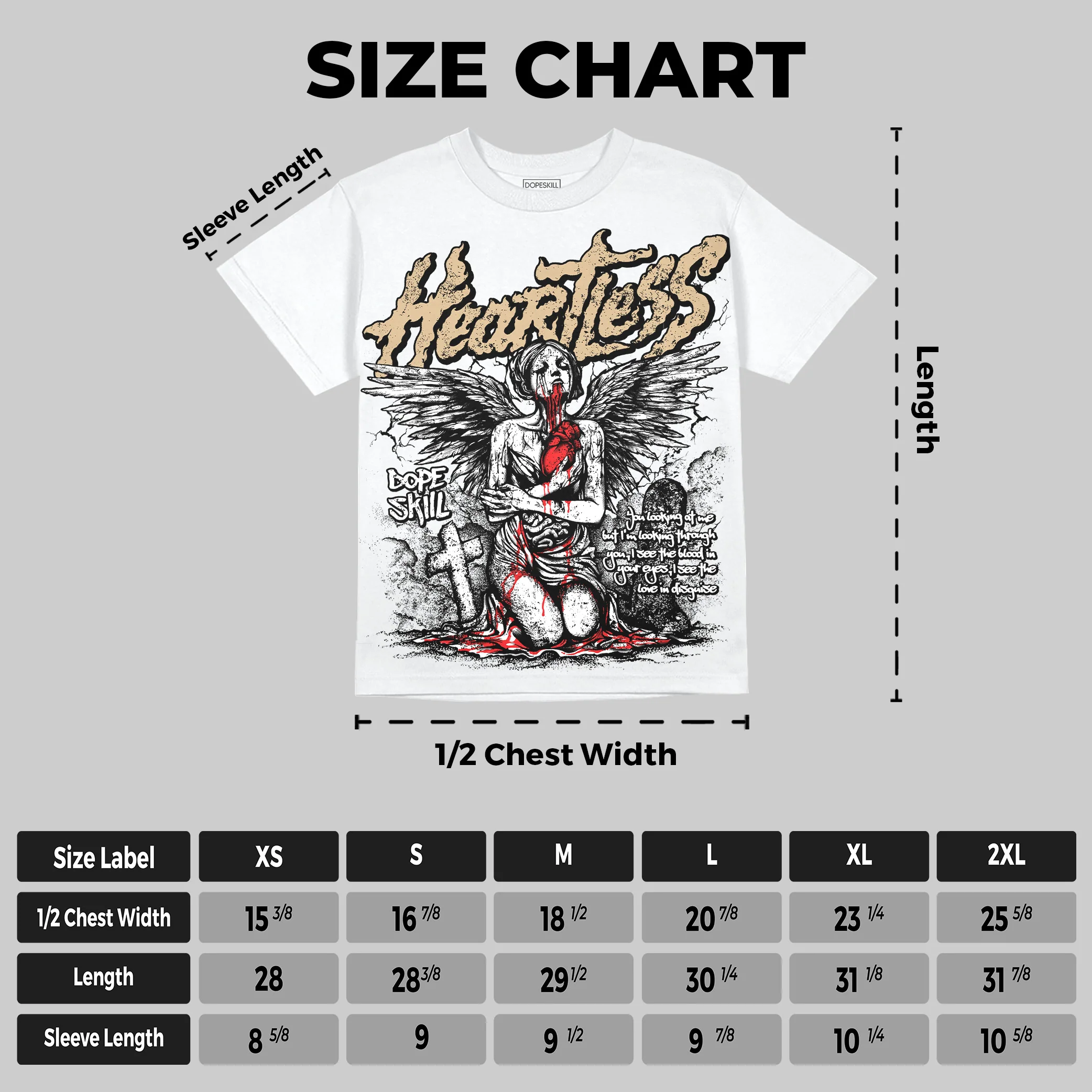 TAN Collection DopeSkill Oversize Print T-Shirt Heartless Graphic - Image 2