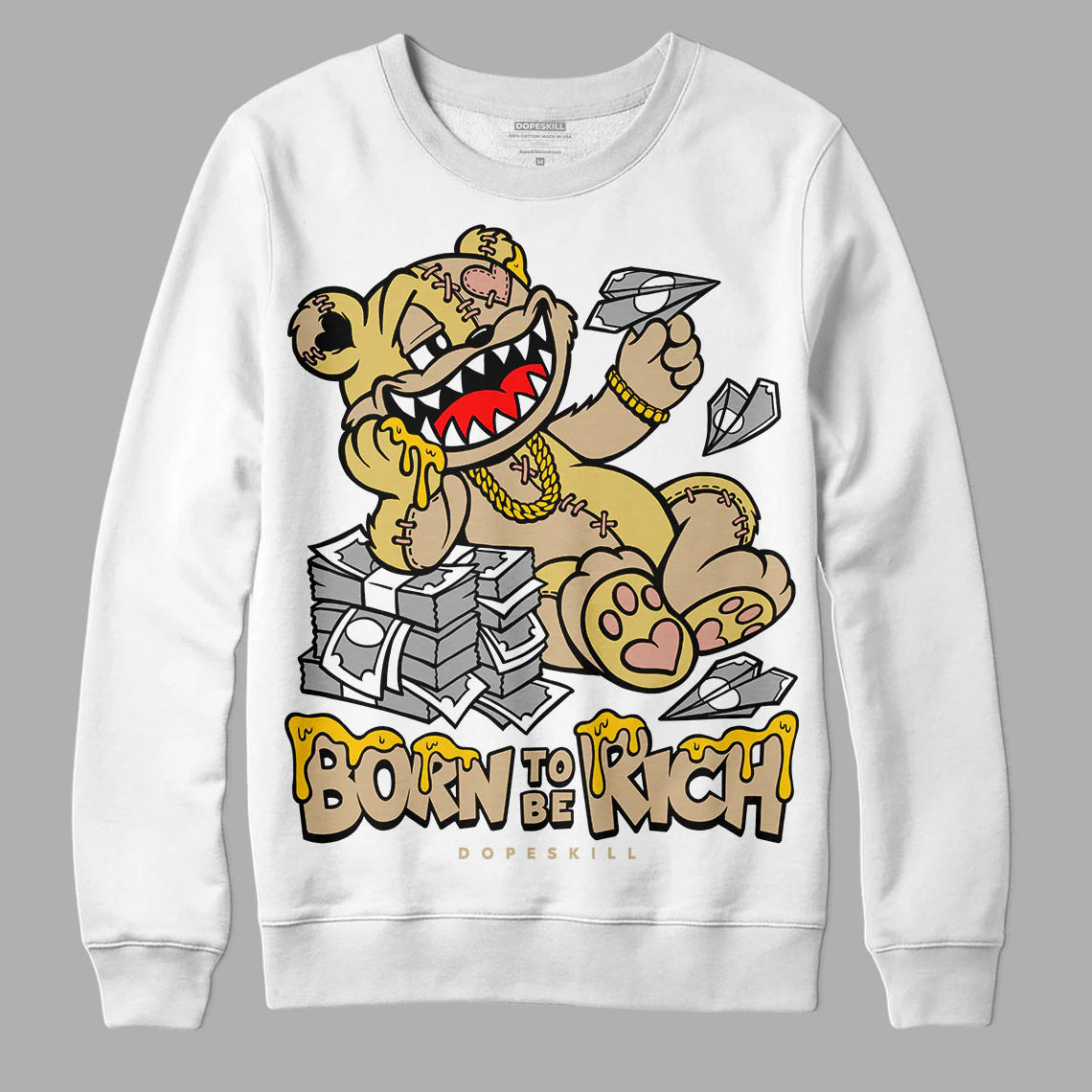 TAN Collection DopeSkill Sweatshirt Born To Be Rich Graphic - Image 2