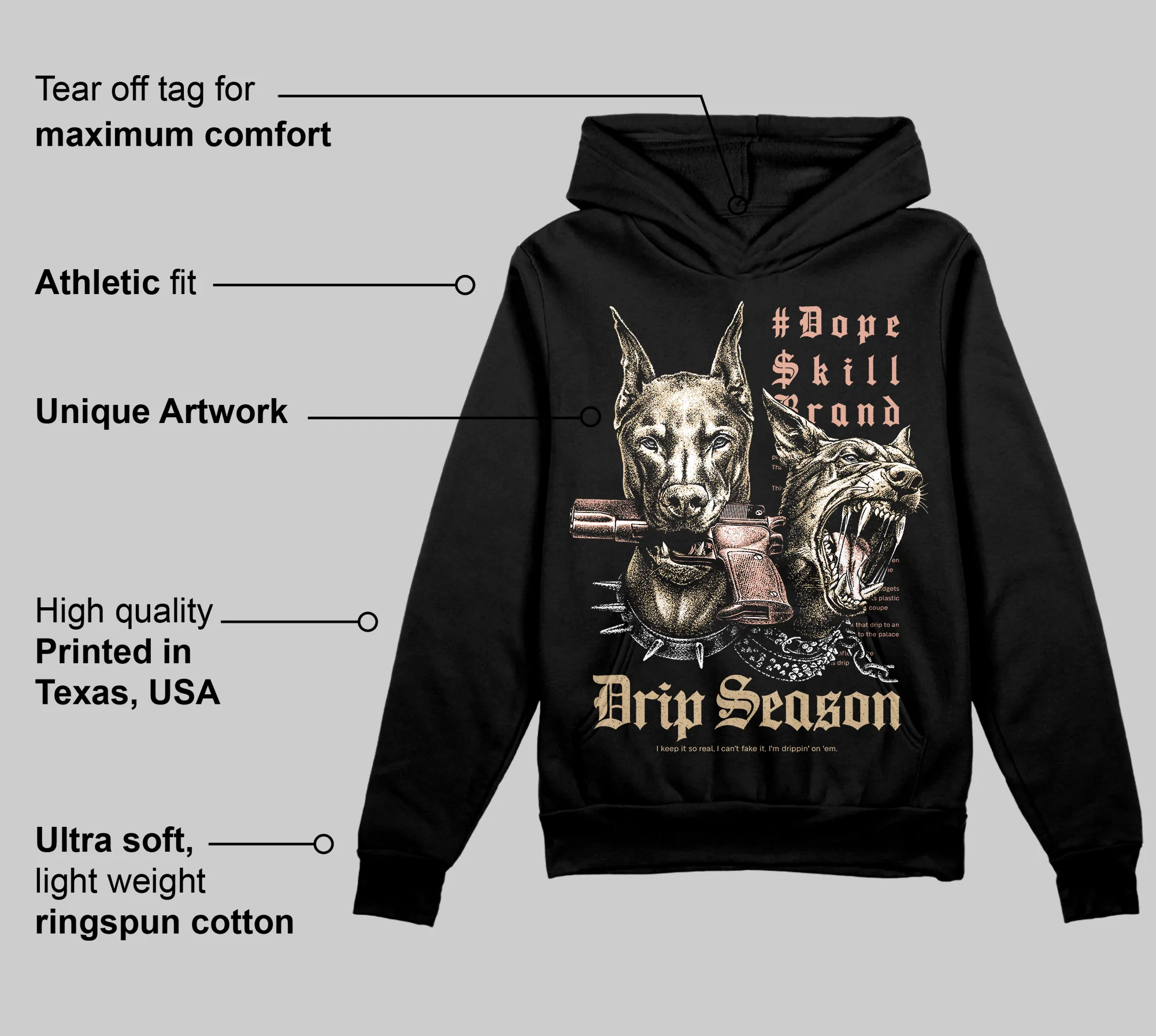 TAN 'New Drip Season' DopeSkill Graphic Hoodie - Image 3