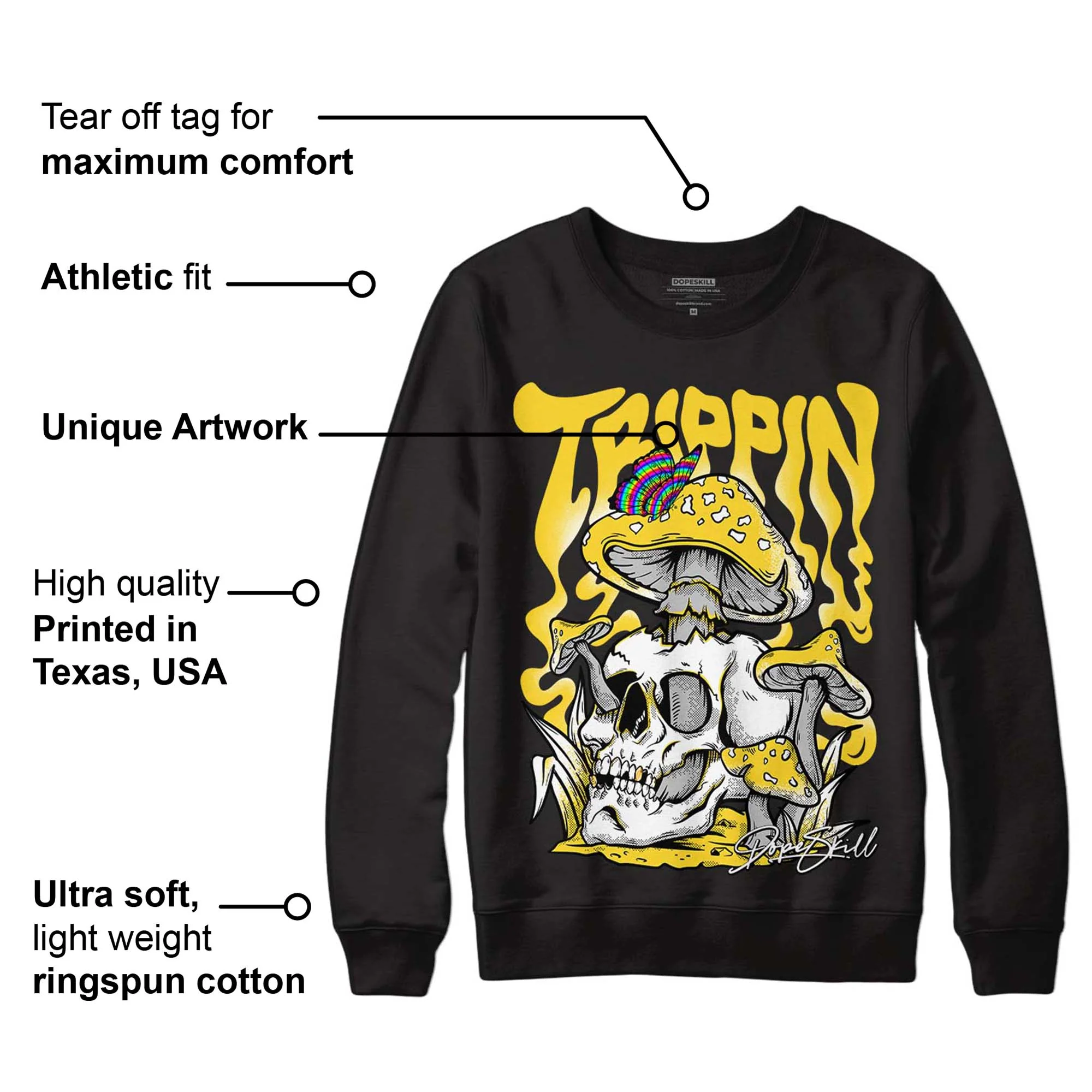 Black Tour Yellow AJ 4 Thunder DopeSkill Sweatshirt Trippin Graphic - Image 3
