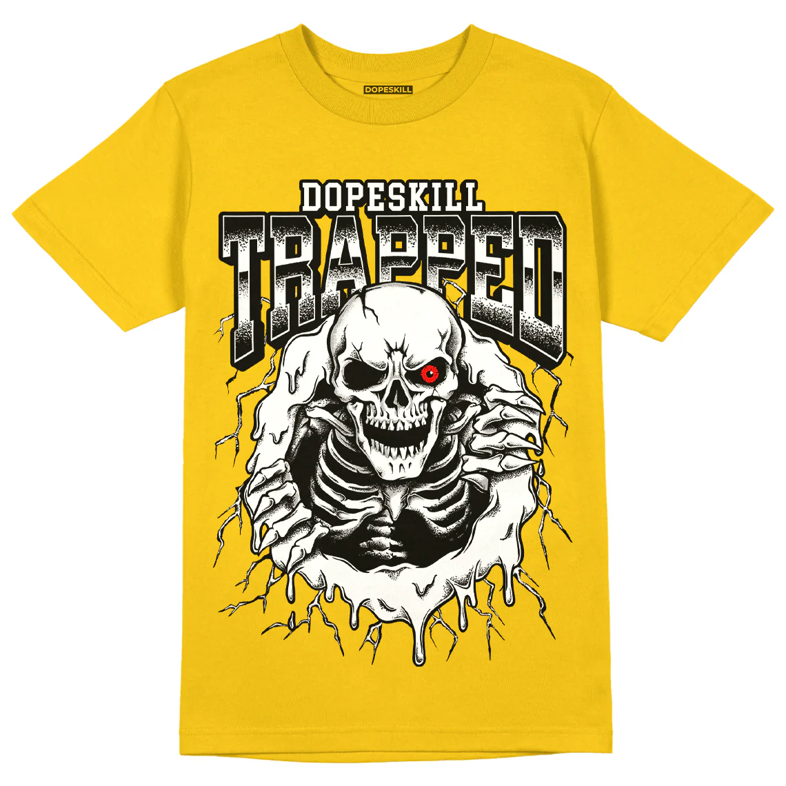 Black Tour Yellow AJ 4 Thunder DopeSkill T-Shirt Trapped Halloween Graphic - Image 3