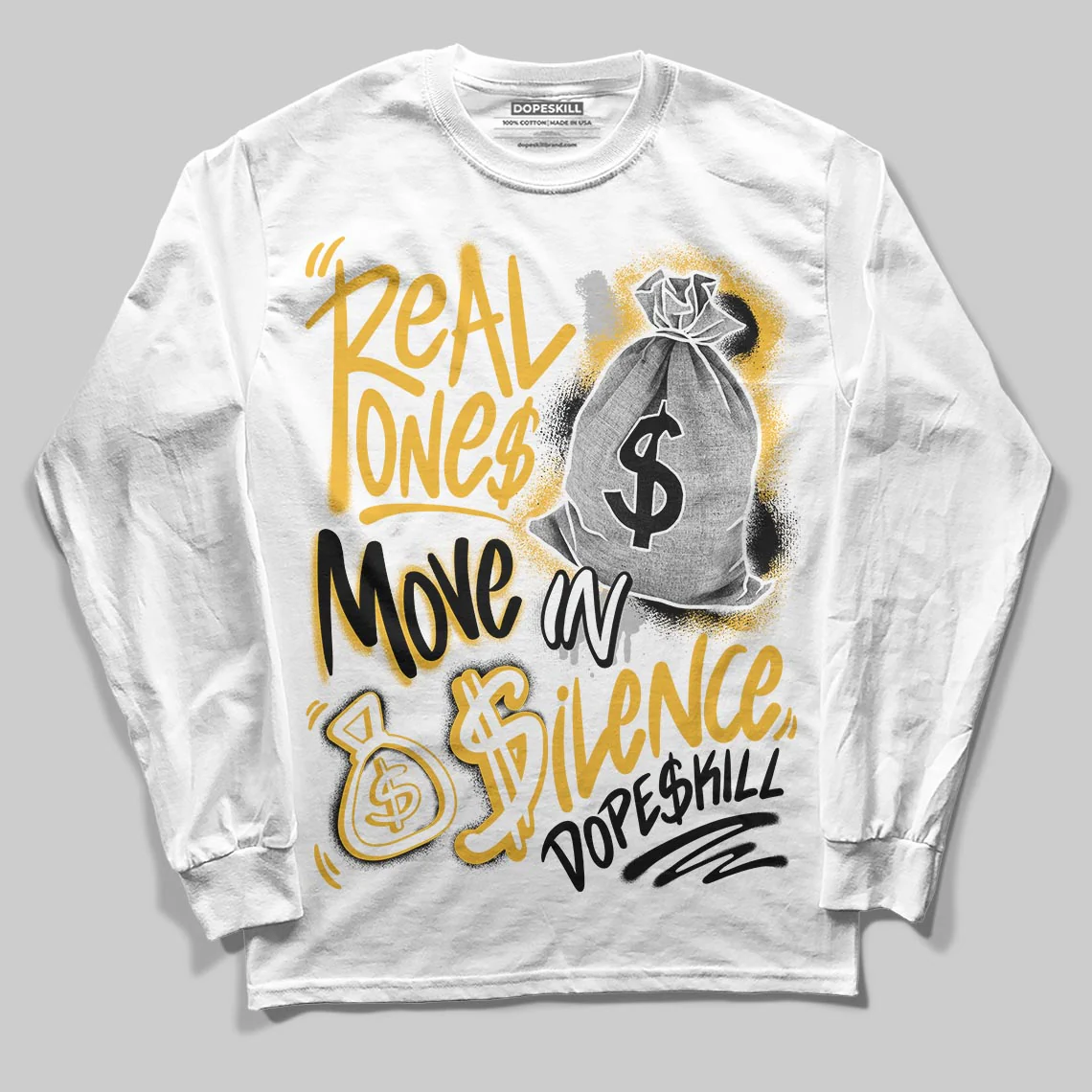 Tokyo 5s DopeSkill Long Sleeve T-Shirt Real Ones Move In Silence Graphic - Image 2