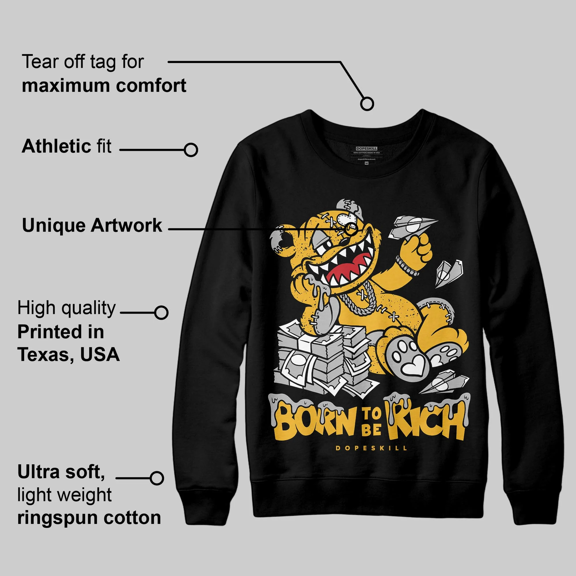 Tokyo 5s DopeSkill Sweatshirt Born To Be Rich Graphic - Image 3