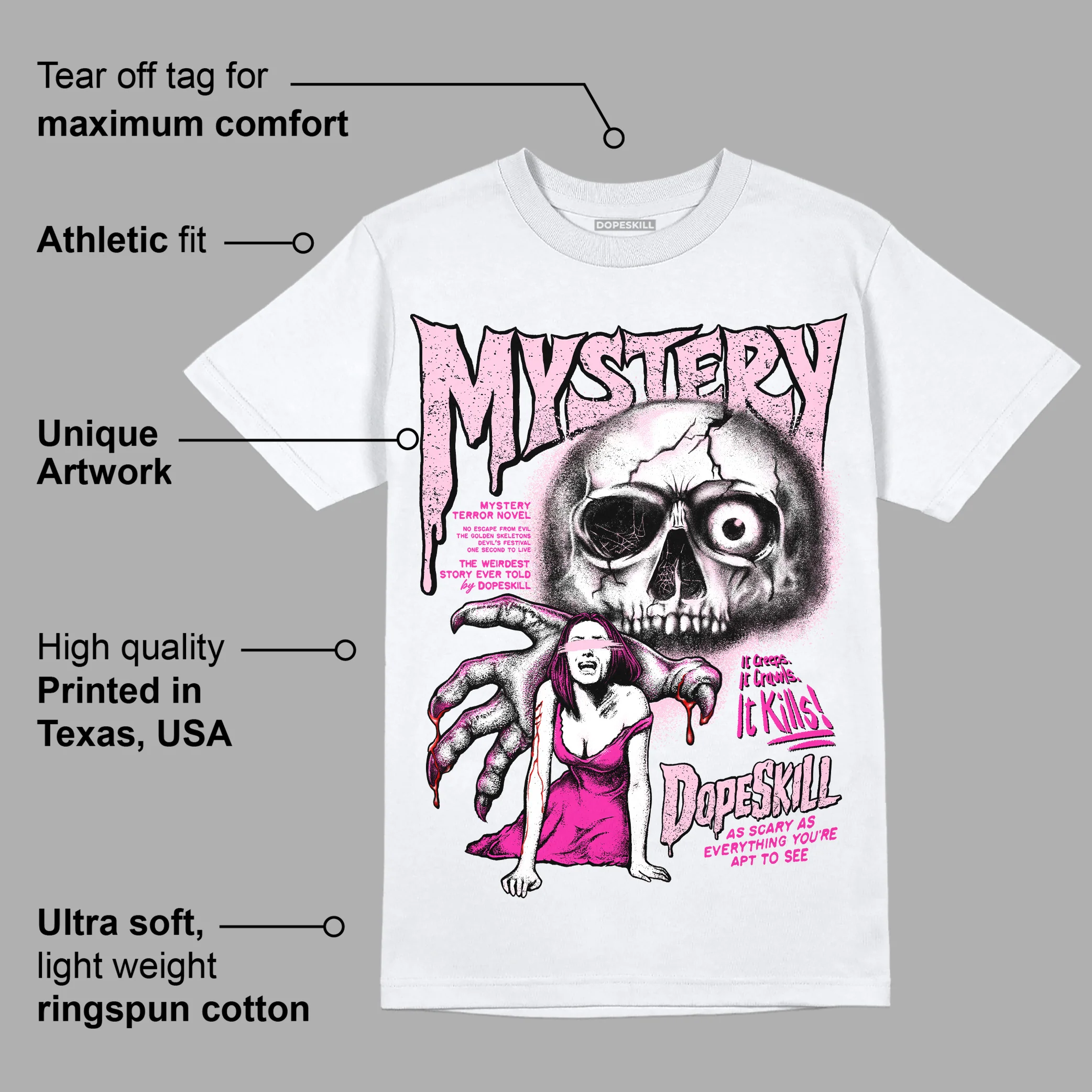 Triple Pink Dunk DopeSkill T-Shirt Mystery Ghostly Grasp Graphic - Image 3
