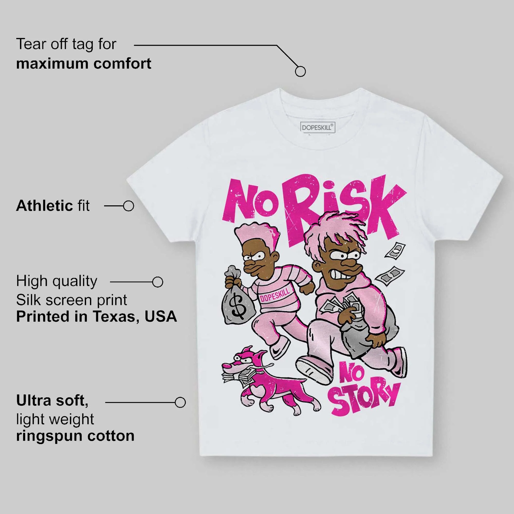 Triple Pink Dunk DopeSkill Toddler Kids T-shirt No Risk No Story Graphic - Image 5