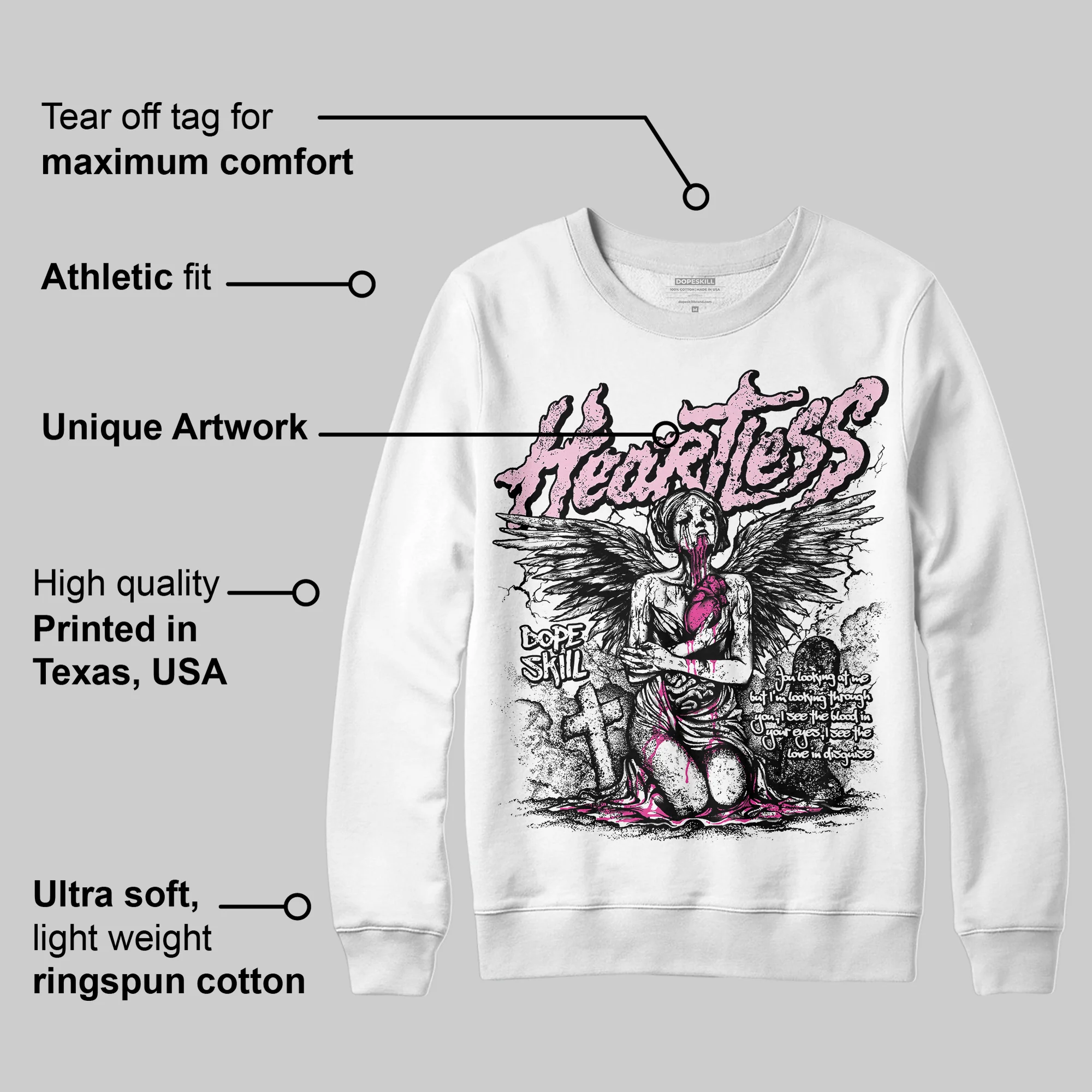 Triple Pink Dunk DopeSkill Sweatshirt Heartless Graphic - Image 3