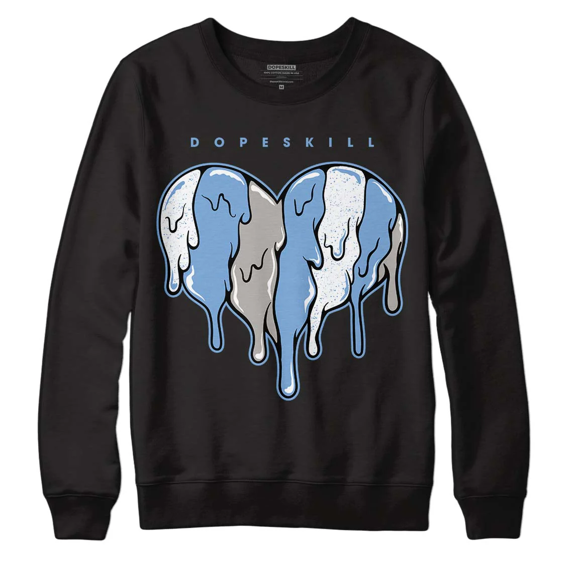 University Blue 5s DopeSkill Sweatshirt Slime Drip Heart Graphic - Image 2