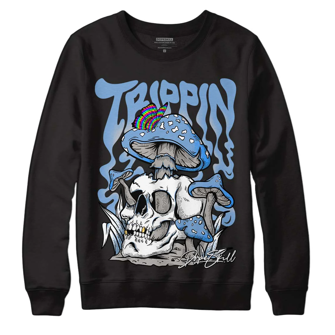 University Blue 5s DopeSkill Sweatshirt Trippin Graphic - Image 2