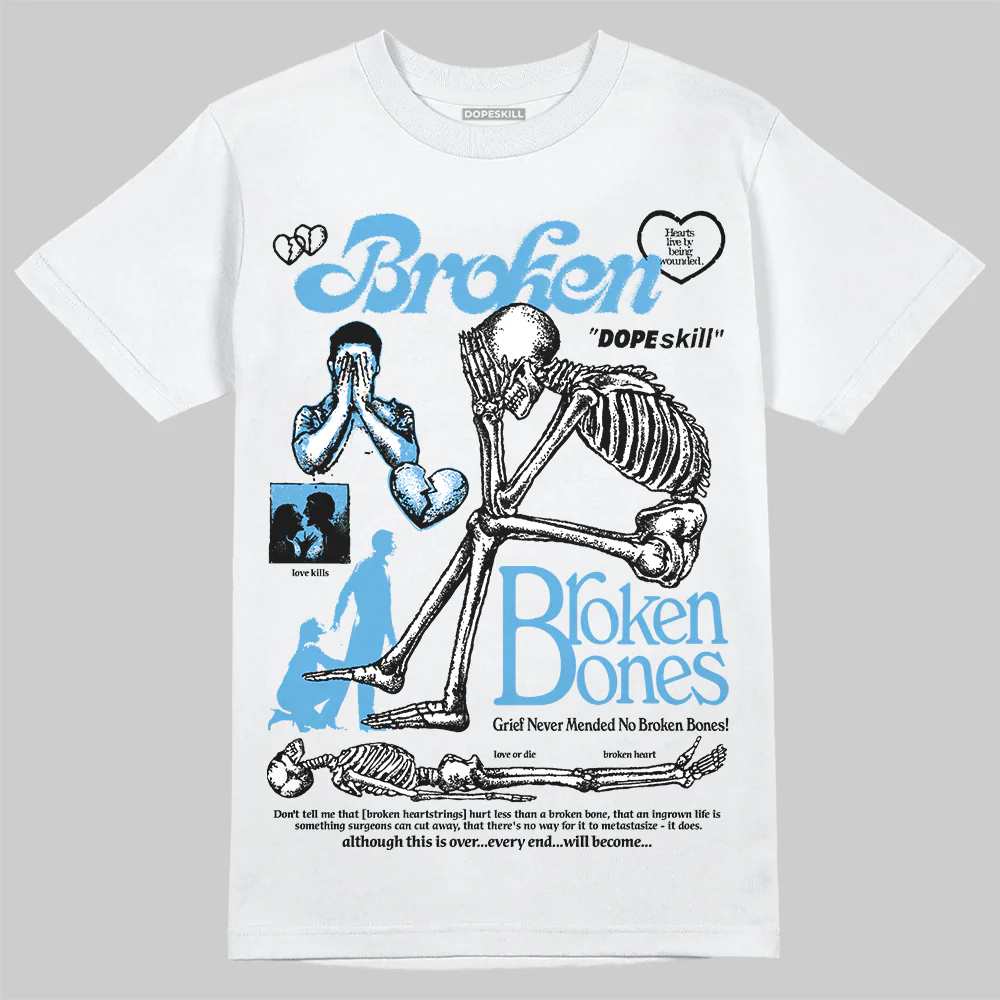 University Blue 14s DopeSkill T-Shirt Broken Bones Graphic - Image 2