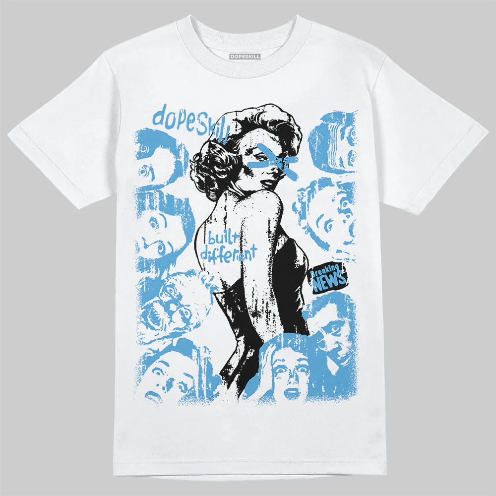 University Blue 14s DopeSkill T-Shirt Built Different Graphic - Image 2