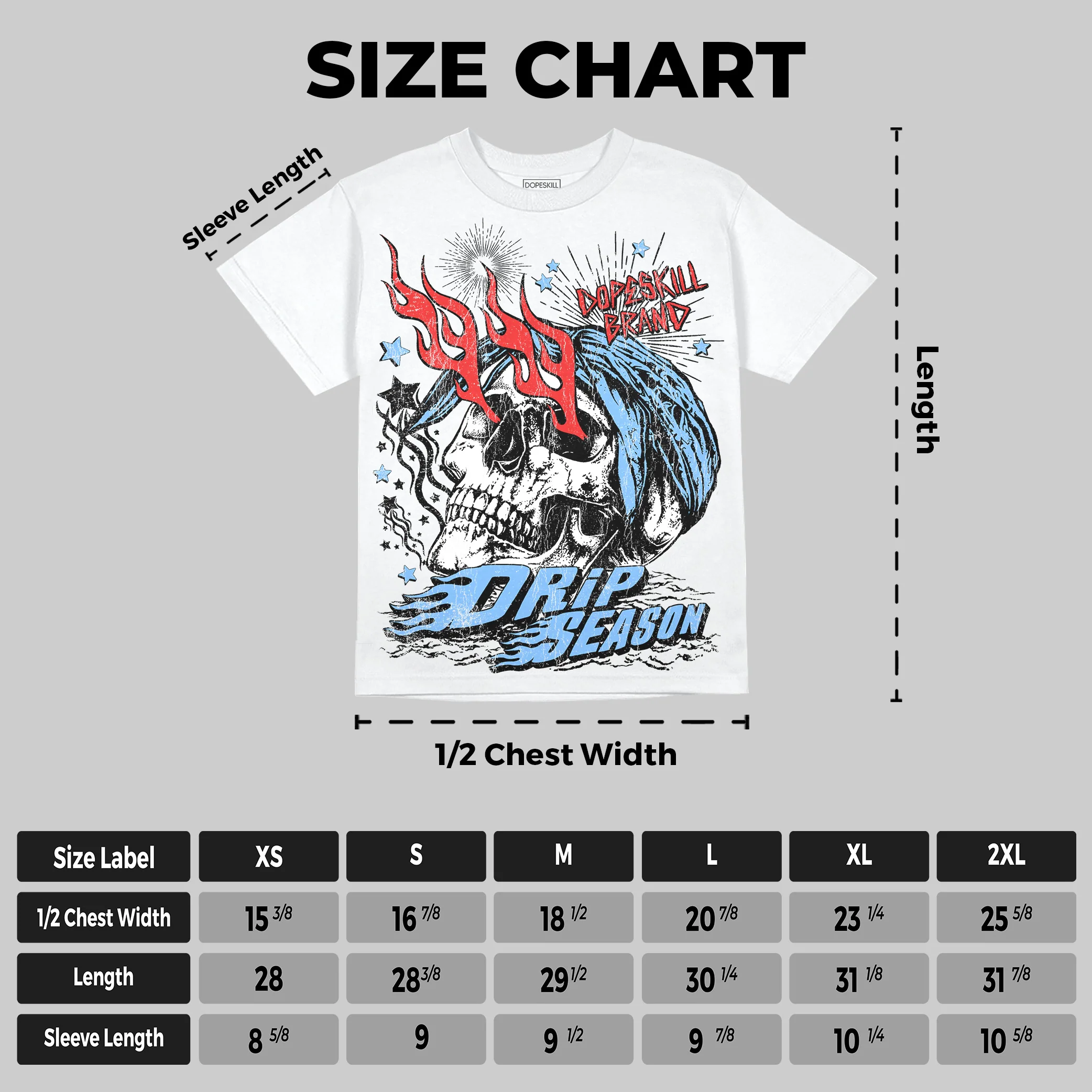 University Blue 6s DopeSkill Oversize Print T-Shirt Drip Season Graphic - Image 2