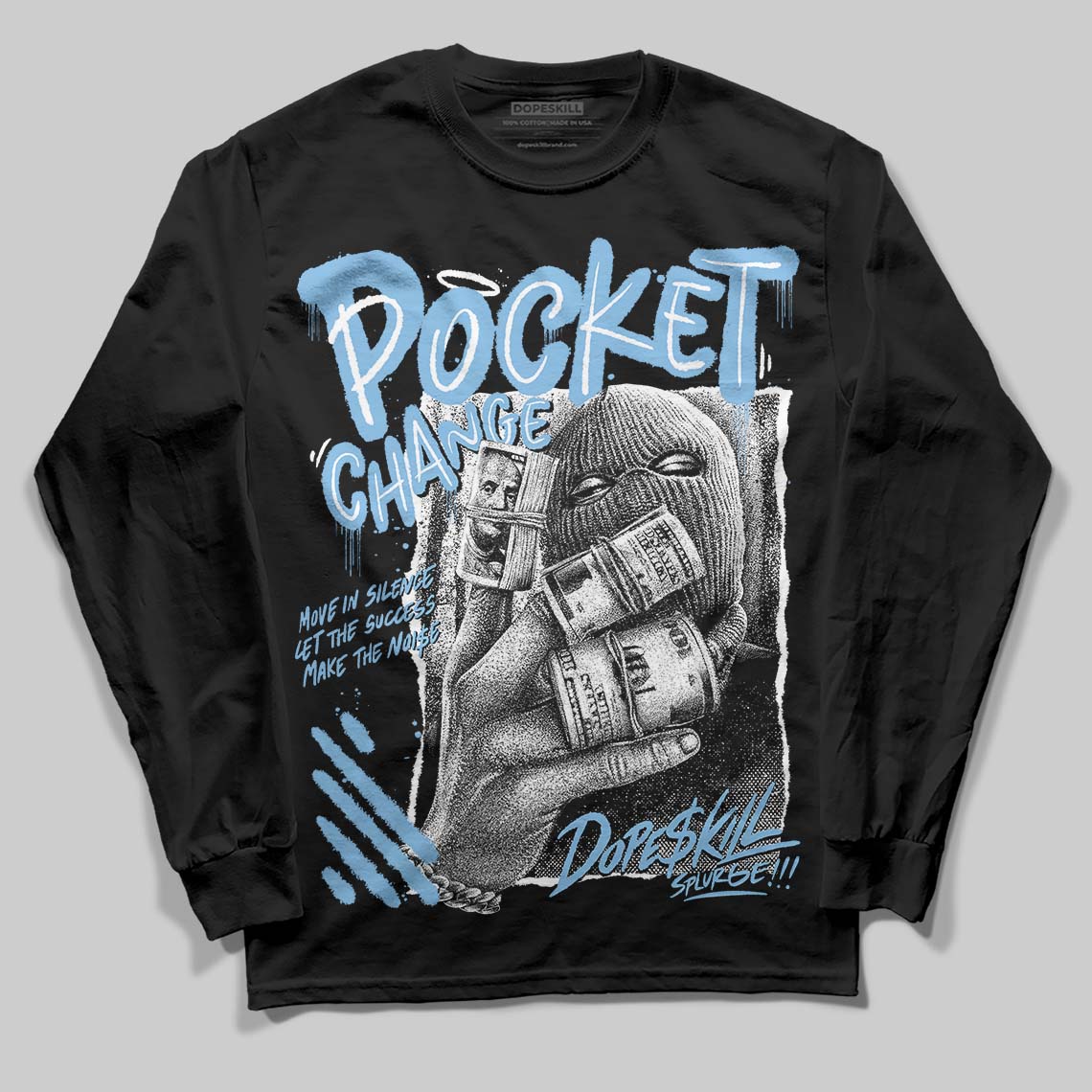 University Blue Collection DopeSkill Long Sleeve T-Shirt Pocket Change Graphic - Image 2