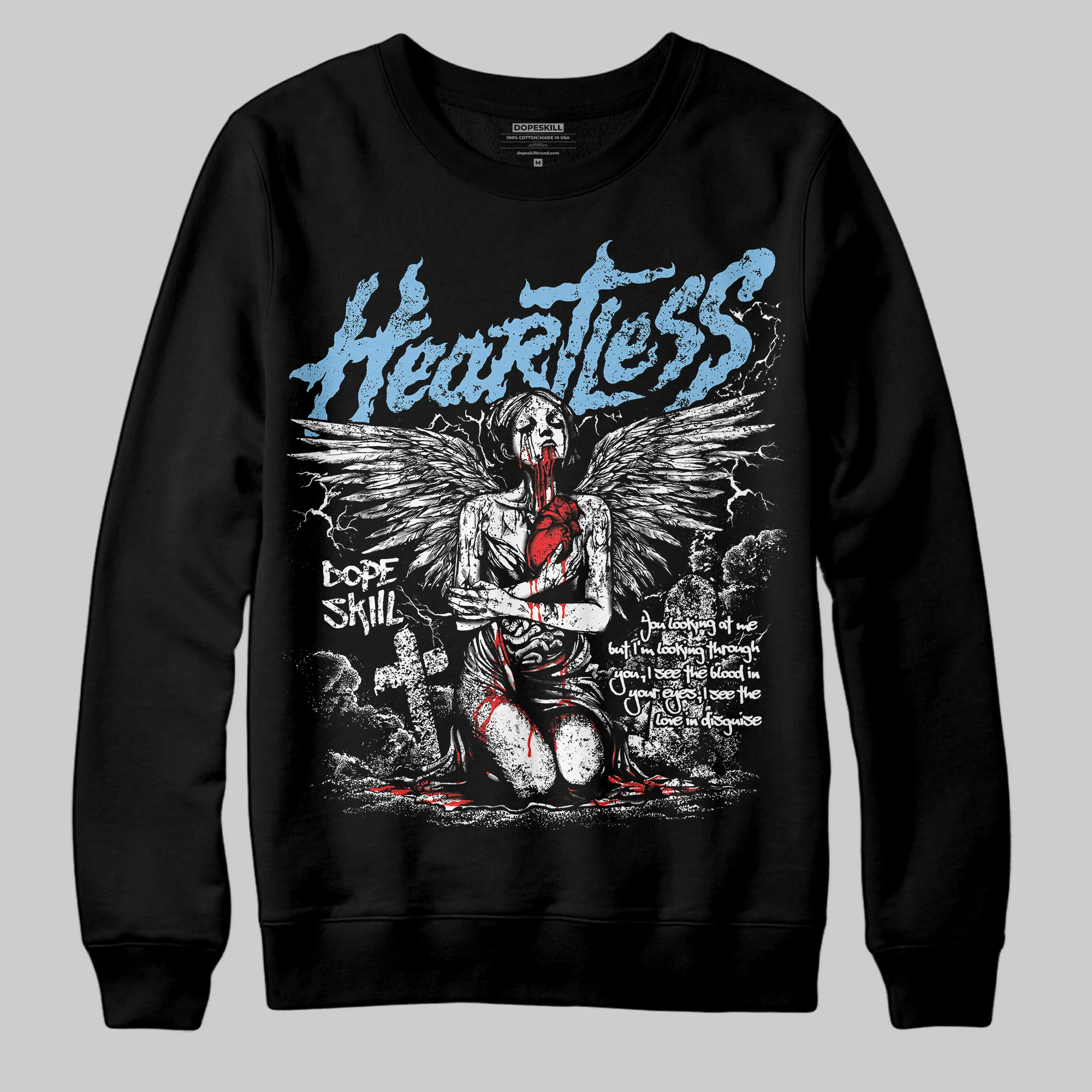 University Blue Collection DopeSkill Sweatshirt Heartless Graphic - Image 2