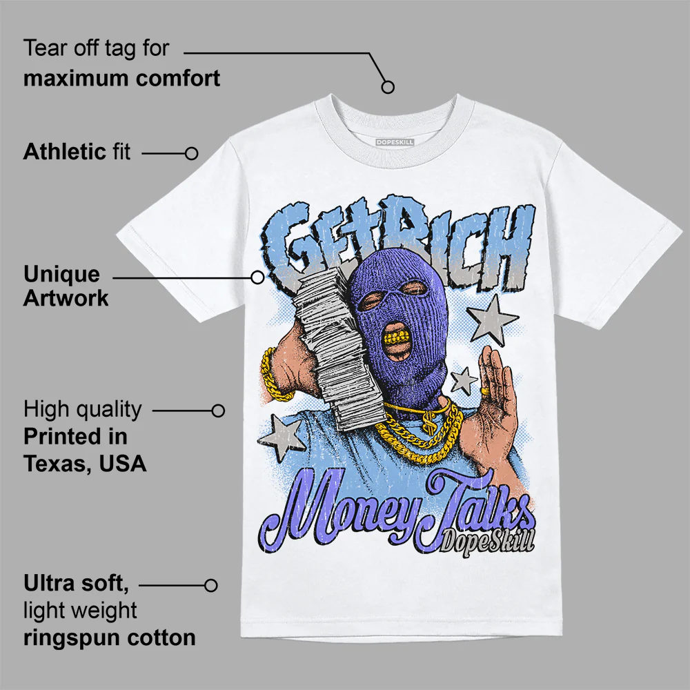 University Blue Collection DopeSkill T-Shirt Get Rich Graphic - Image 3