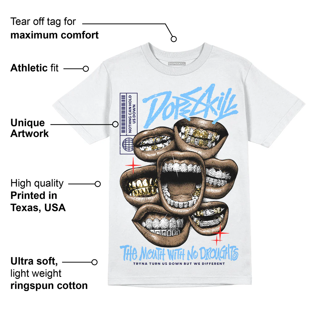 University Blue Collection DopeSkill T-Shirt The Mouth With No Droughts Graphic - Image 3