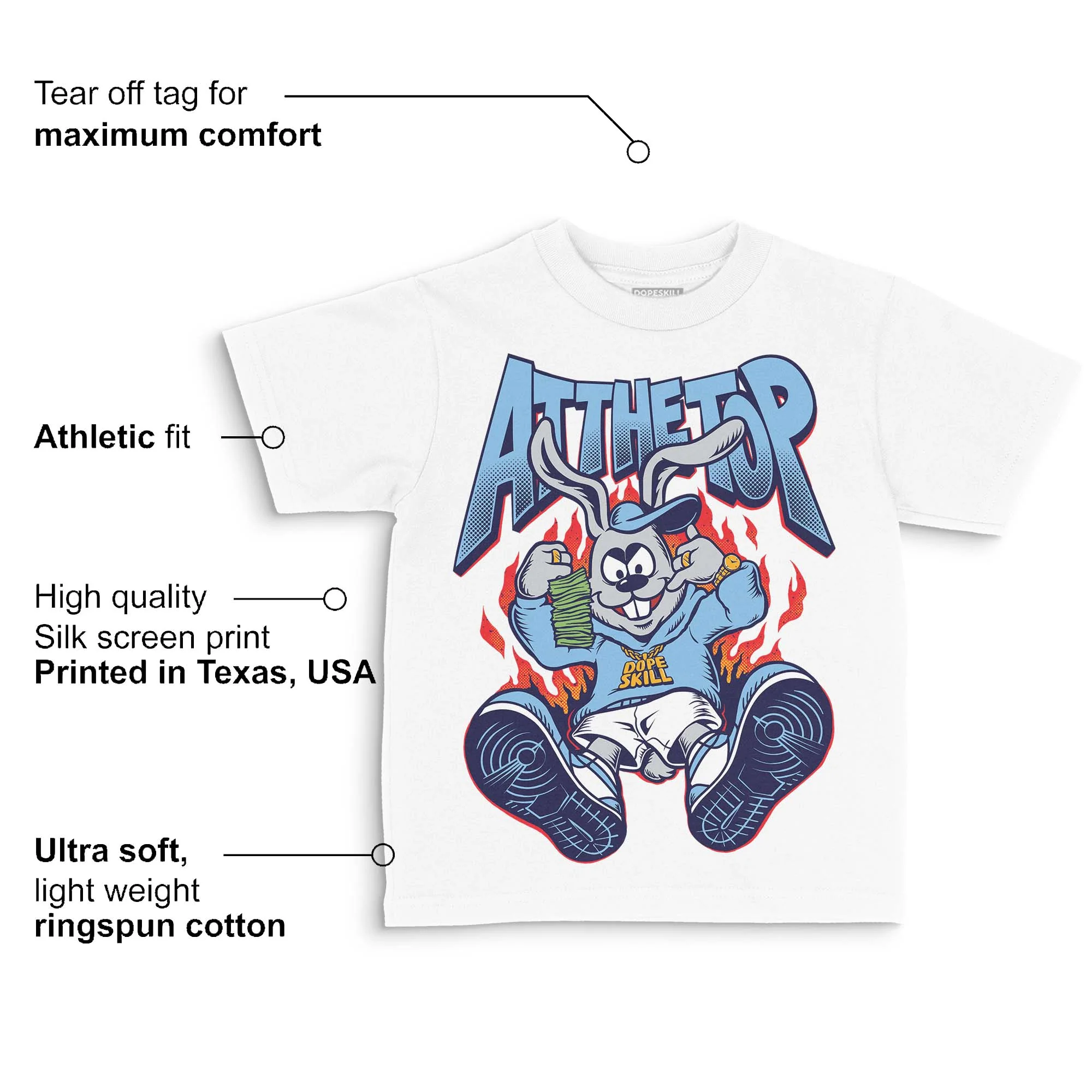 University Blue Collection DopeSkill Toddler Kids T-shirt At The Top Graphic - Image 3