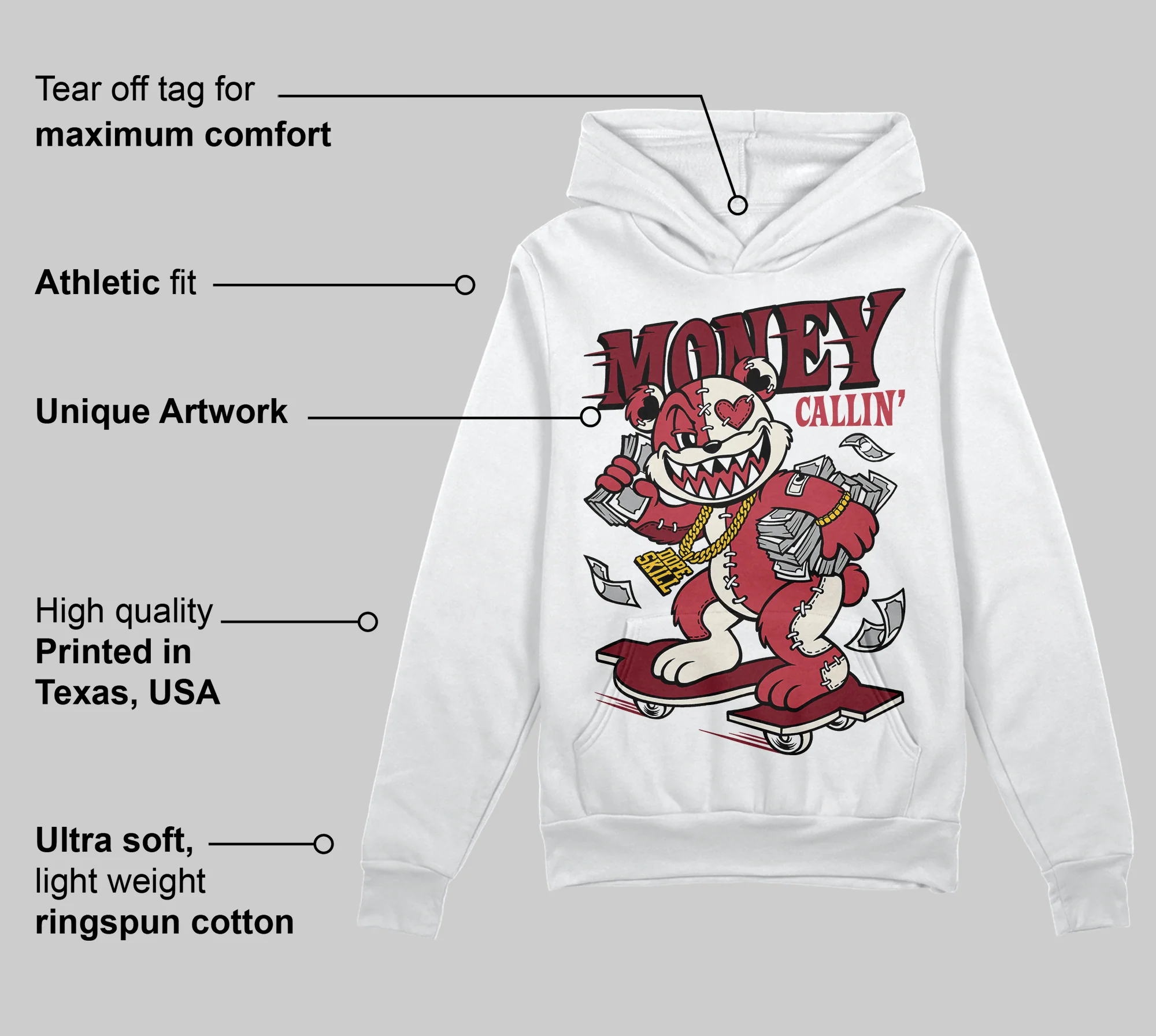 Valentine’s Day 4s DopeSkill Hoodie Sweatshirt Money Callin' Graphic - Image 3