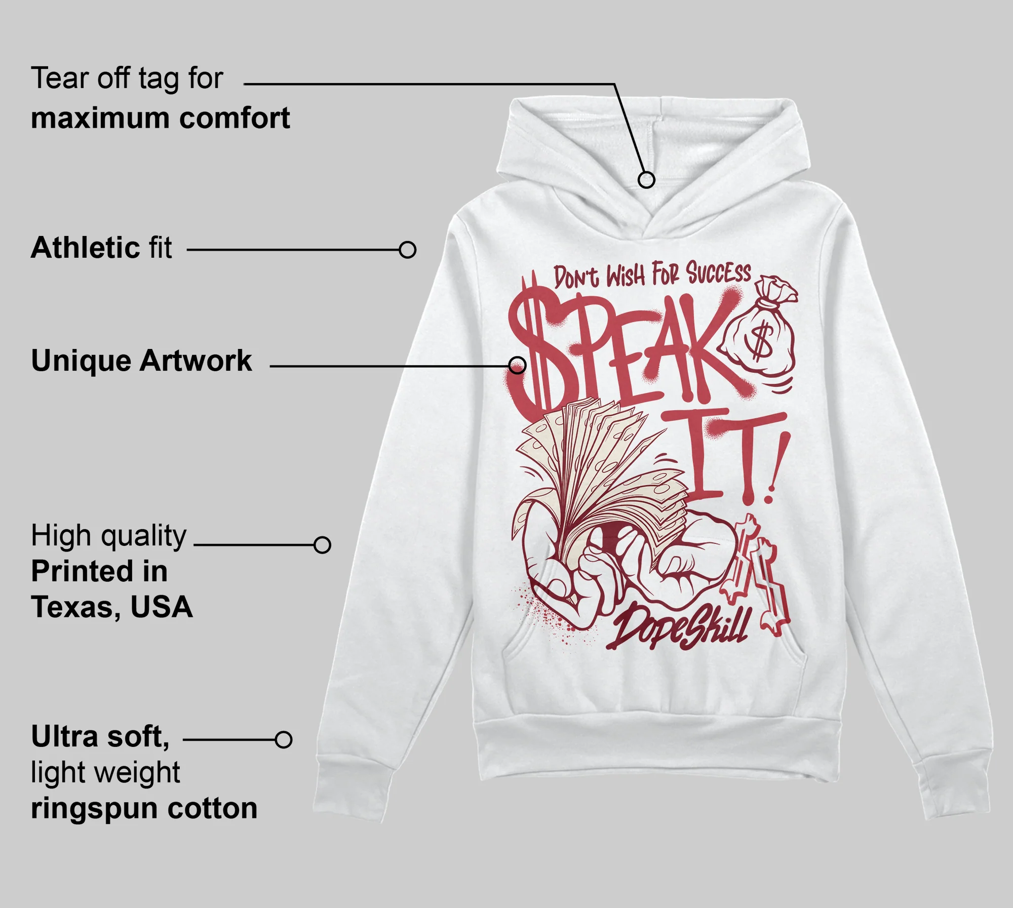 Valentine’s Day 4s DopeSkill Hoodie Sweatshirt Speak It Graphic - Image 3