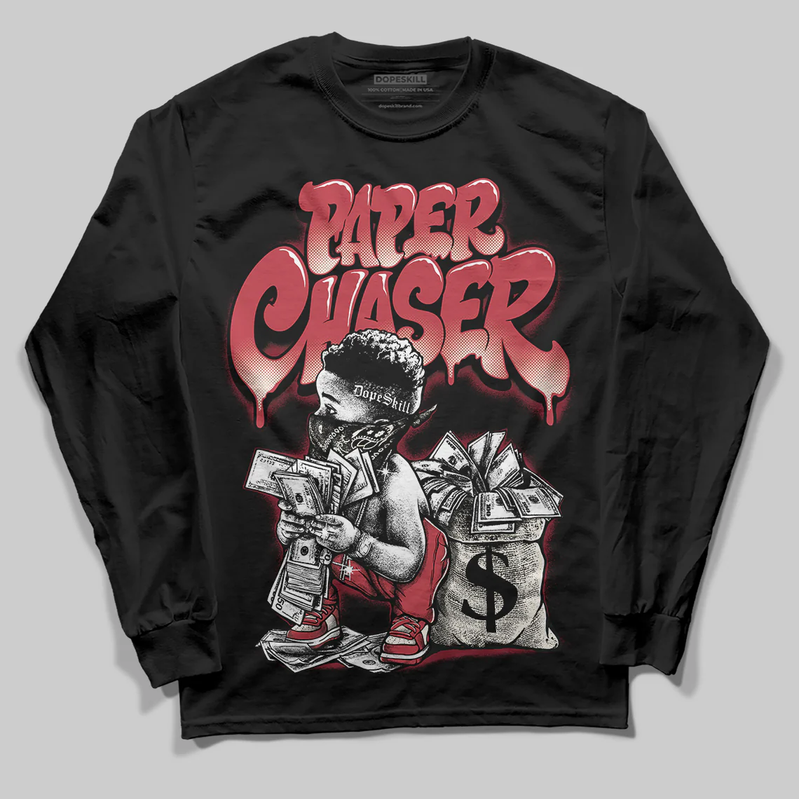 Valentine’s Day 4s DopeSkill Long Sleeve T-Shirt Paper Chaser Boy Graphic - Image 2