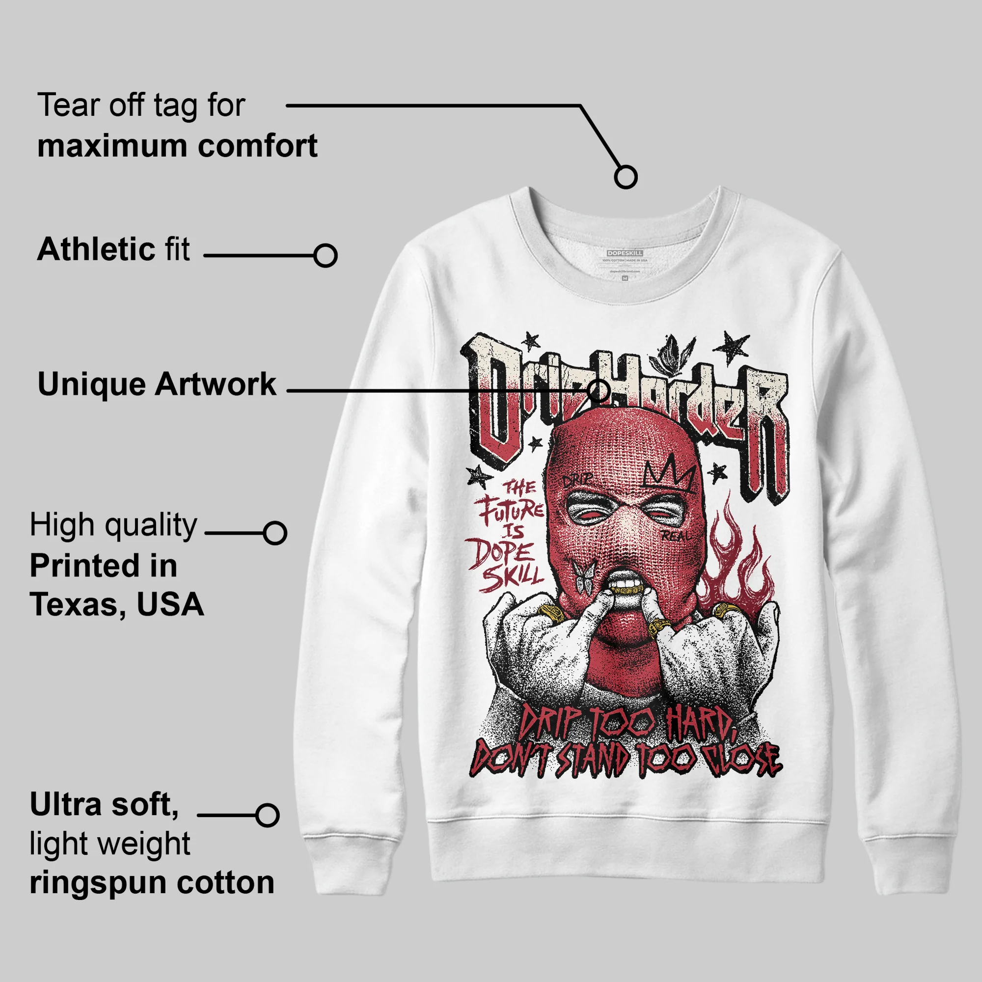 Valentine’s Day 4s DopeSkill Sweatshirt Drip Harder Graphic - Image 3