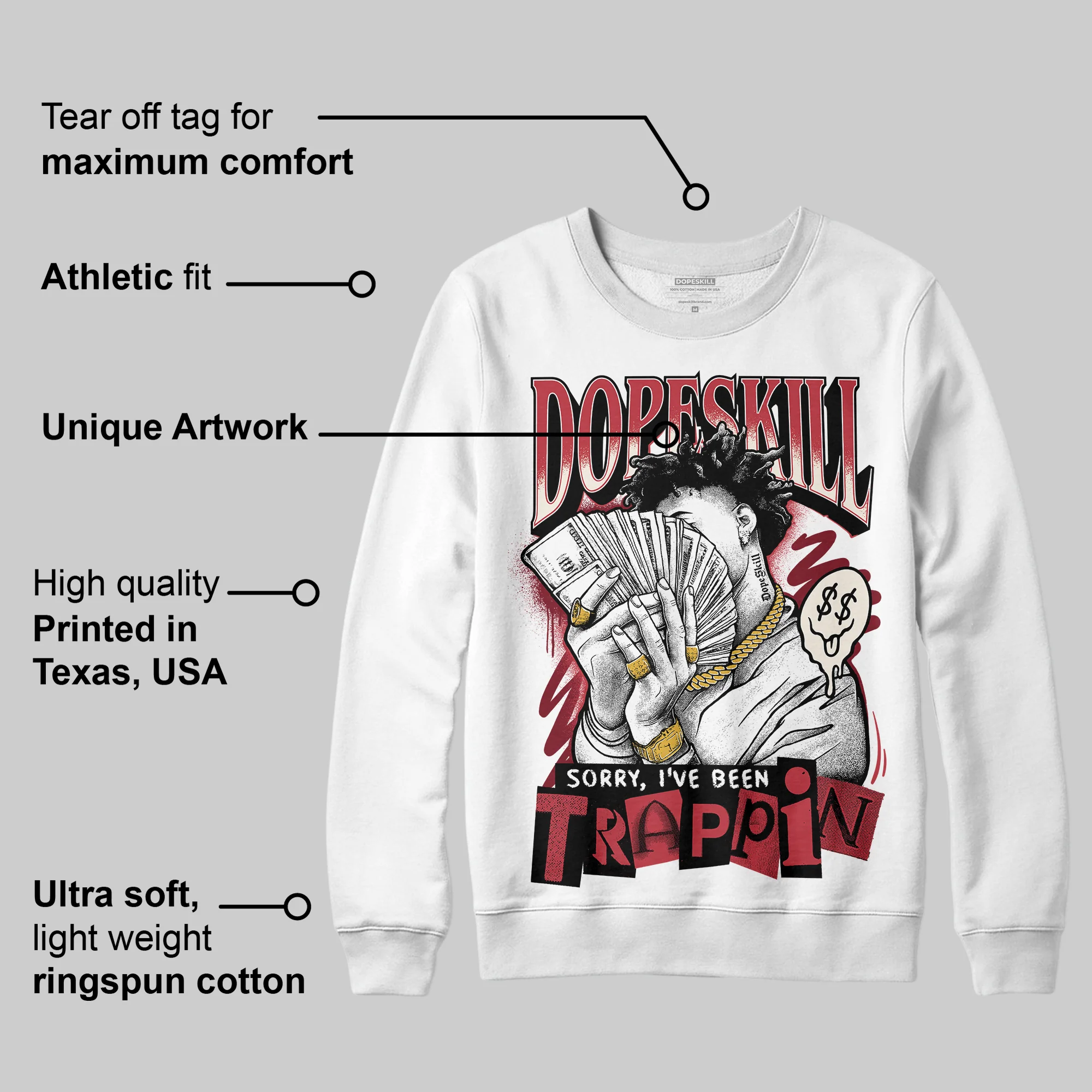 Valentine’s Day 4s DopeSkill Sweatshirt Sorry I've Been Trappin Graphic - Image 3
