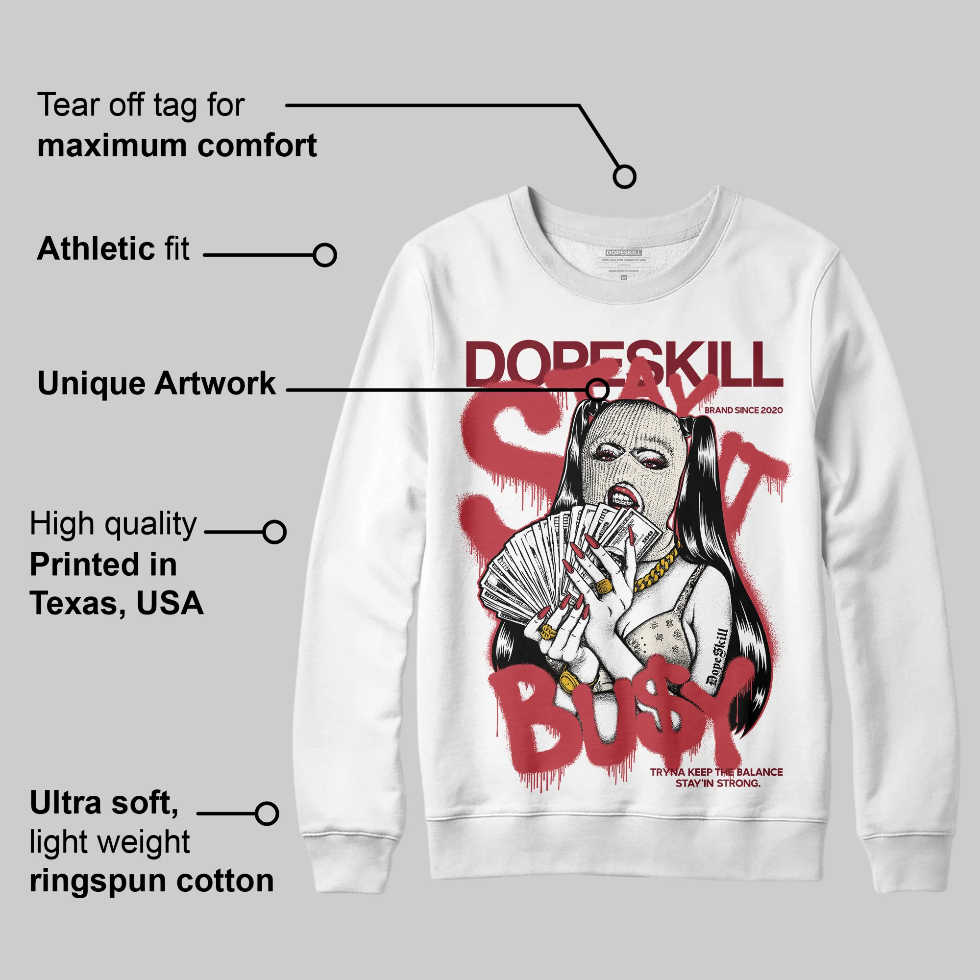 Valentine’s Day 4s DopeSkill Sweatshirt Stay It Busy Graphic - Image 3