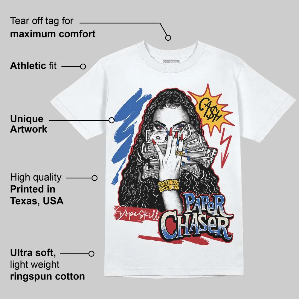 “Varsity Red/Sport Royal” 1s DopeSkill T-Shirt NPC Graphic - Image 3