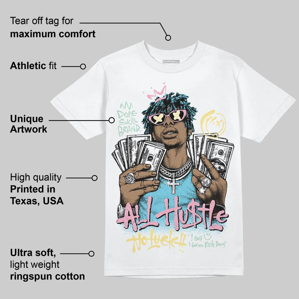 Verdy x SB Dunk Visty DopeSkill T-Shirt All Hustle No Luck Graphic - Image 3