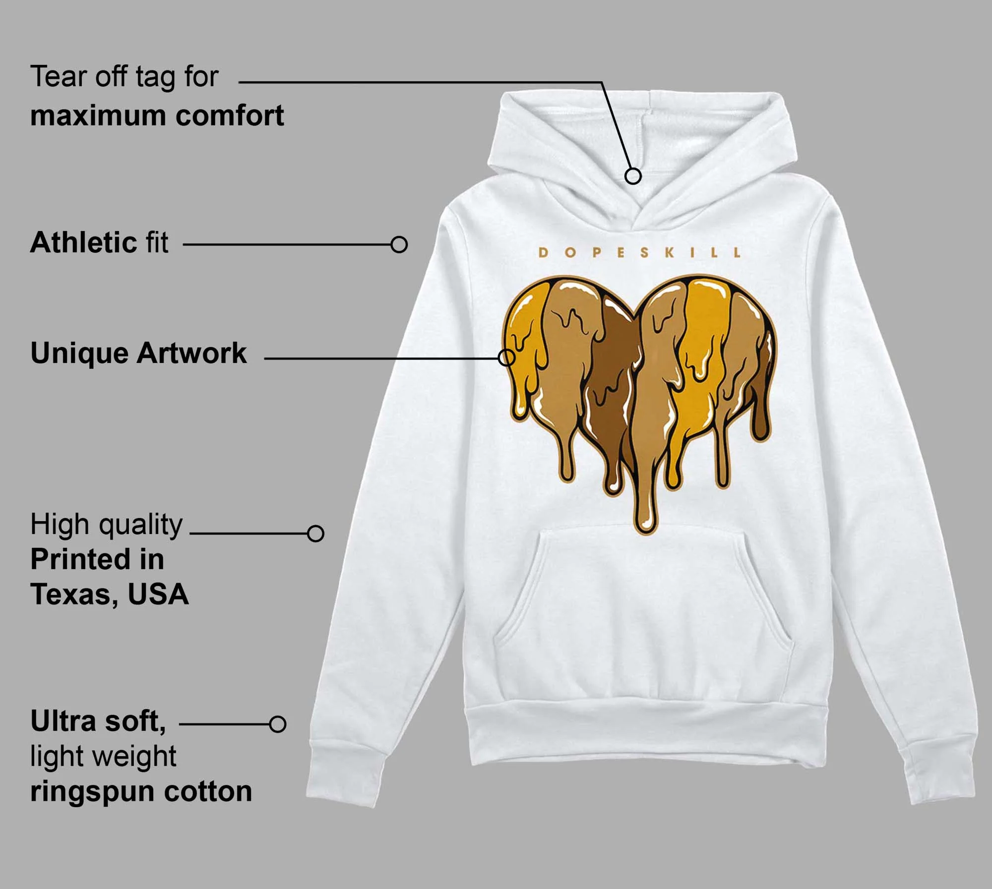 Wheat 13s DopeSkill Hoodie Sweatshirt Slime Drip Heart Graphic - Image 3