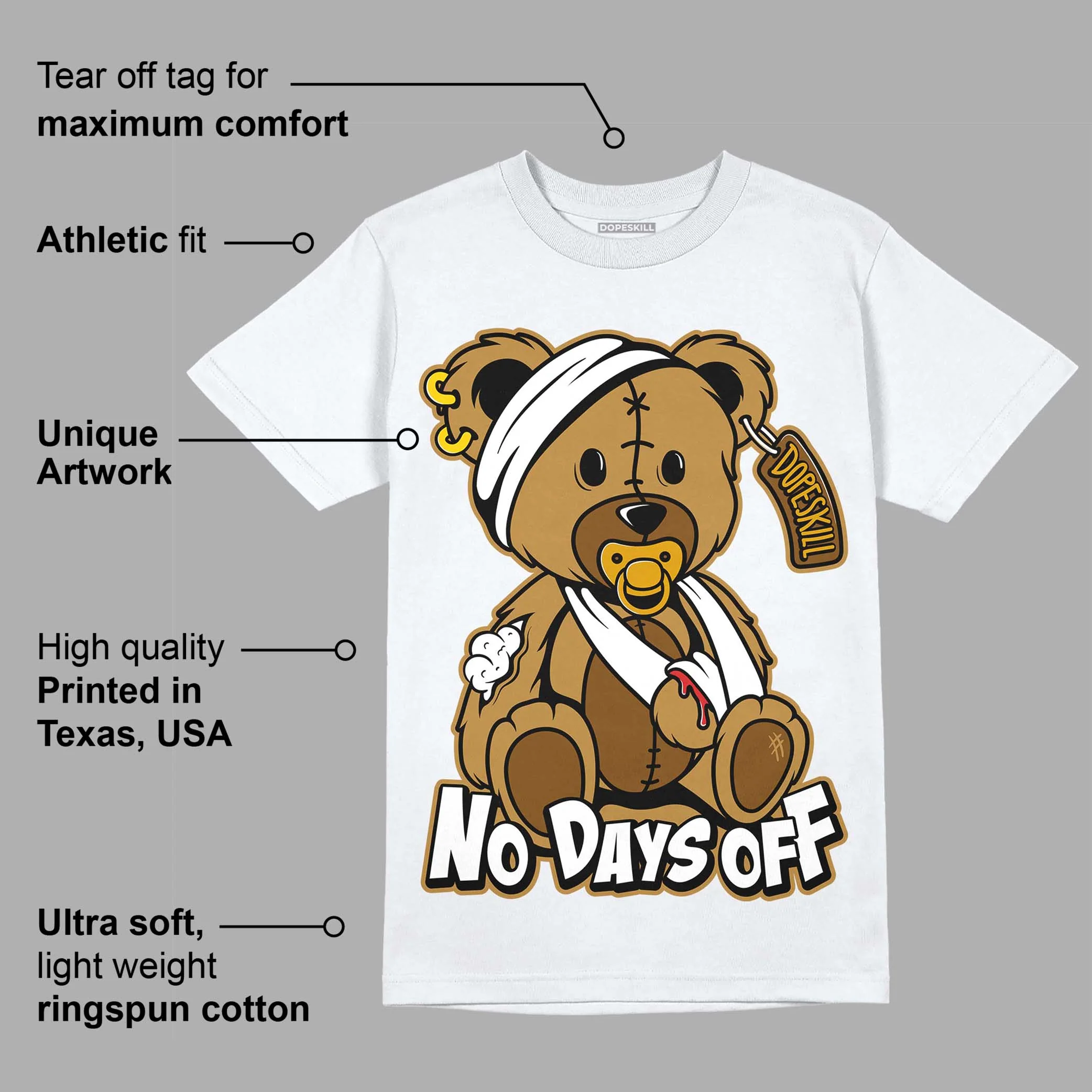 Wheat 13s DopeSkill T-Shirt Hurt Bear Graphic - Image 3