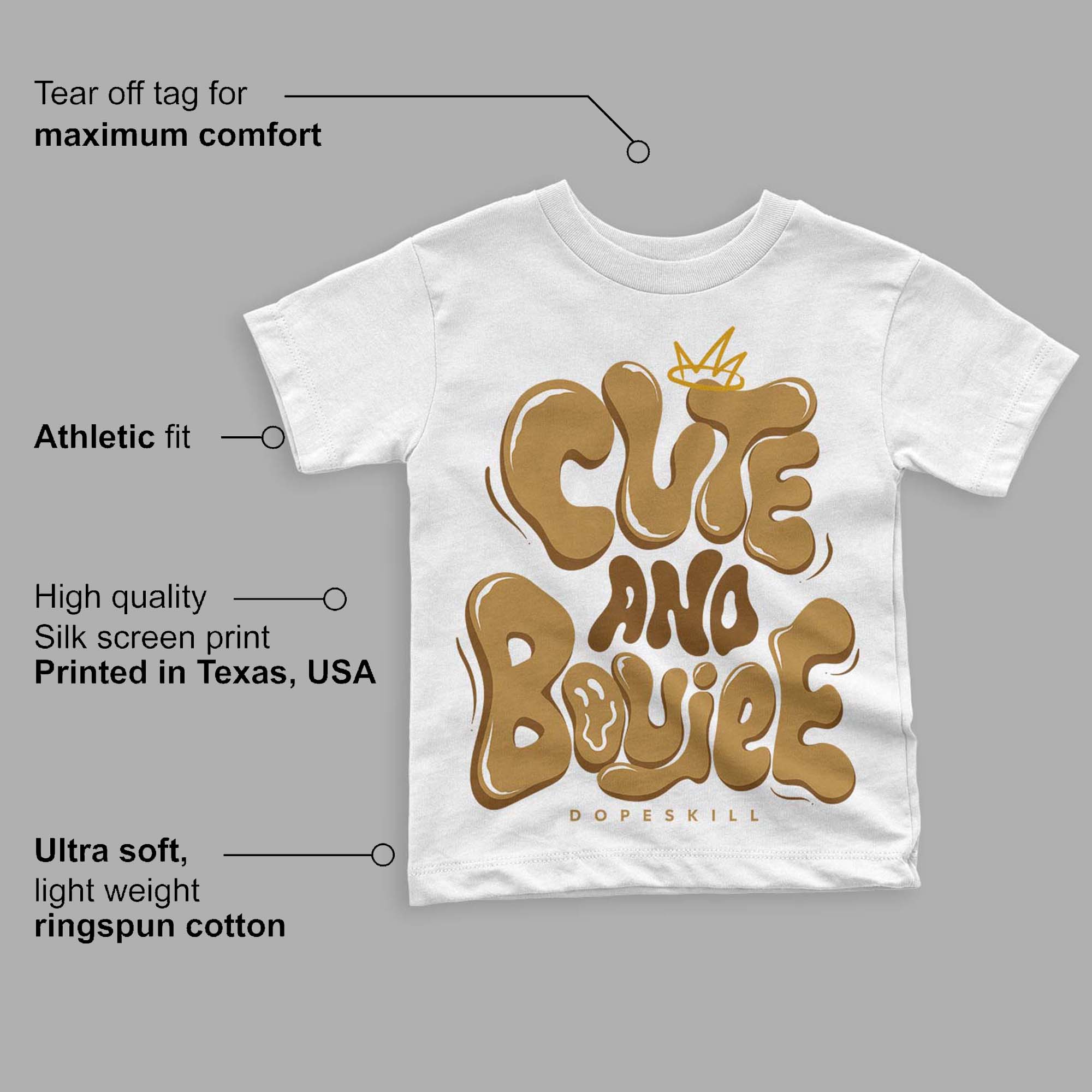 Wheat 13s DopeSkill Toddler Kids T-shirt Cute and Boujee Graphic - Image 3