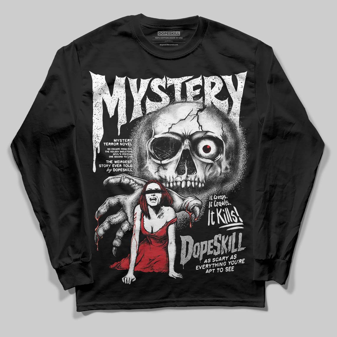 White Cement 4s DopeSkill Long Sleeve T-Shirt Mystery Ghostly Grasp Graphic - Image 2