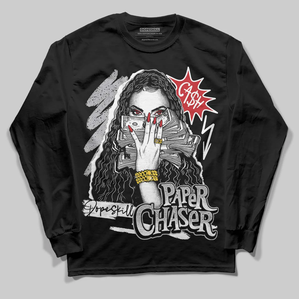 White Cement 4s DopeSkill Long Sleeve T-Shirt NPC Graphic - Image 2