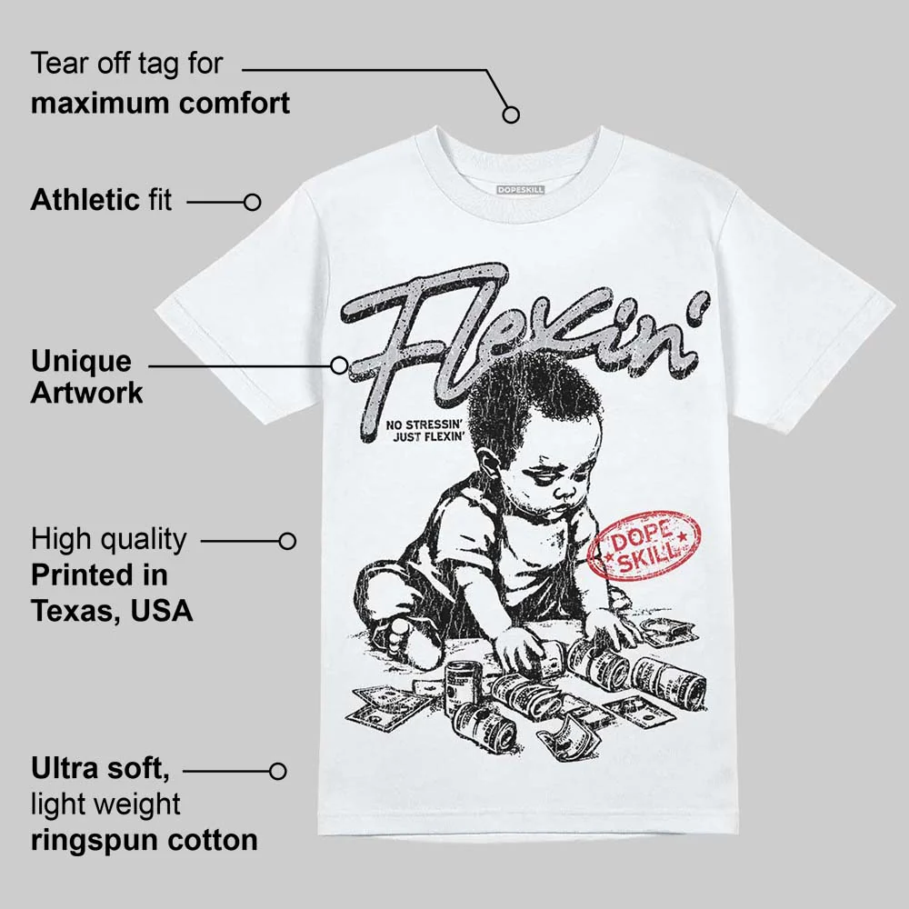 White Cement 4s DopeSkill T-Shirt Flexin' Graphic - Image 3