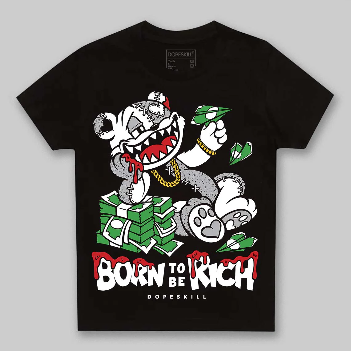 White Cement 4s DopeSkill Toddler Kids T-shirt Born To Be Rich Graphic - Image 2