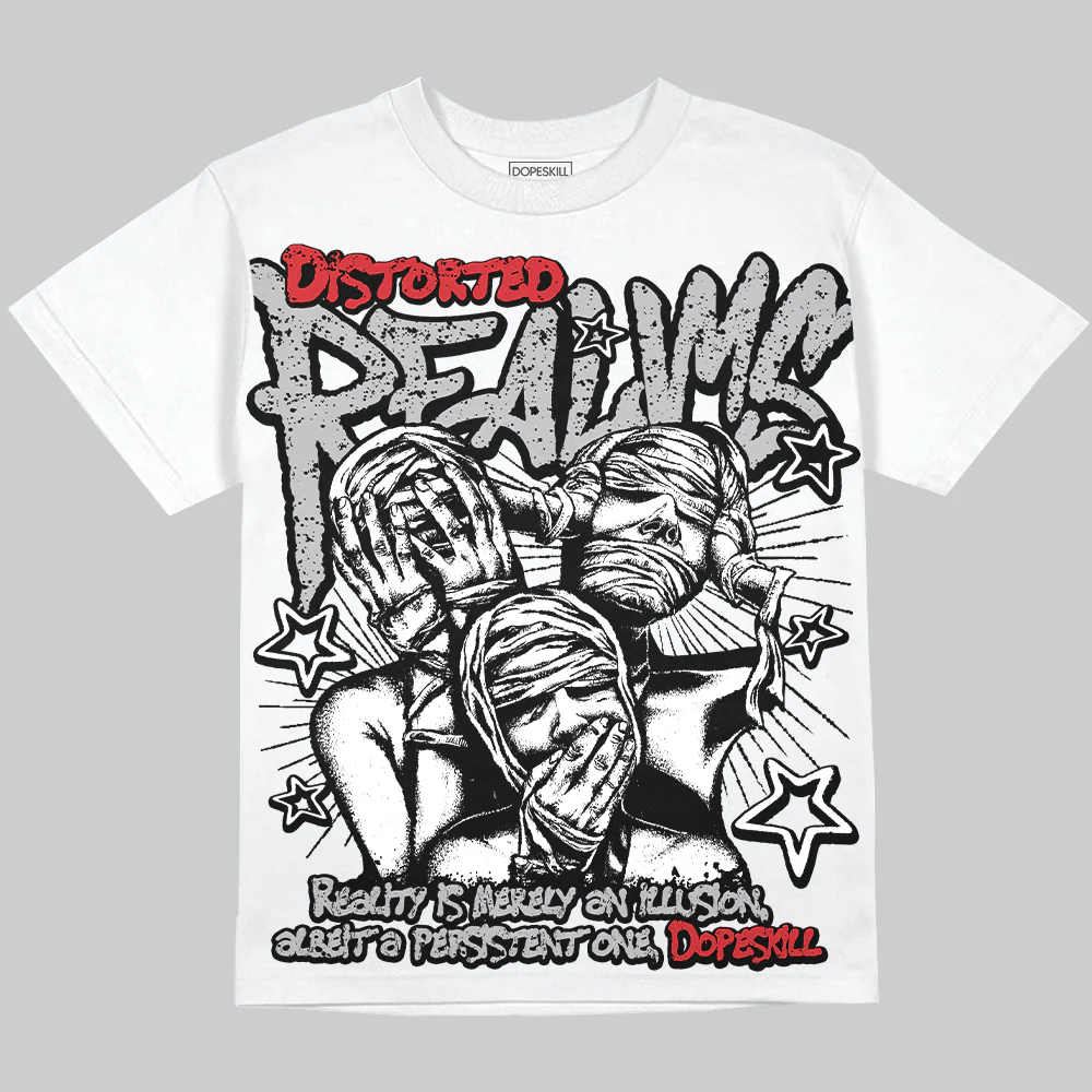 White Cement 4s Oversize Print 'Distorted Realms' DopeSkill Graphic T-shirt