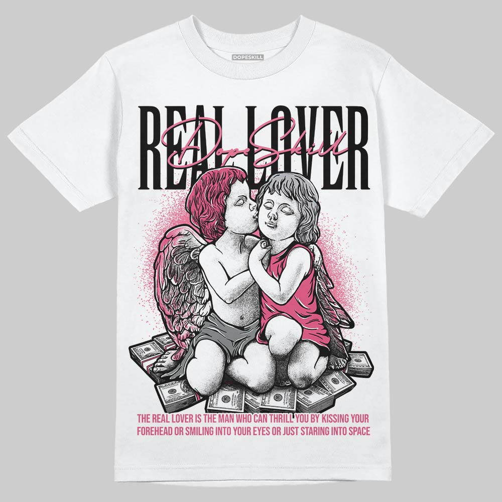 White Fluo Pink DopeSkill T-Shirt Real Lover Graphic - Image 2