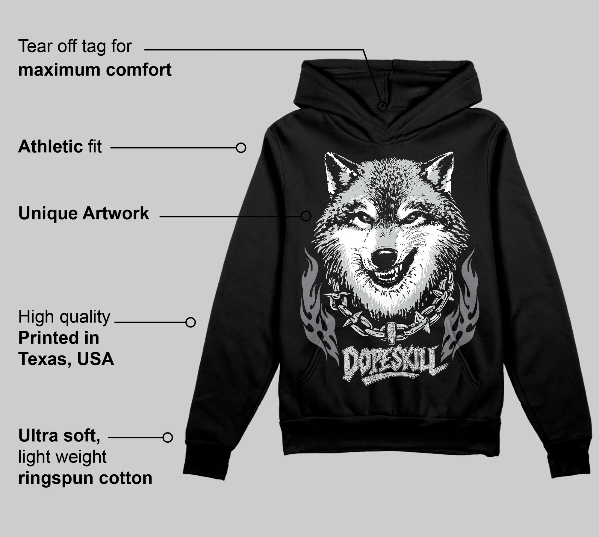 Wolf Grey 12s DopeSkill Hoodie Sweatshirt Wolf Grey Graphic - Image 3