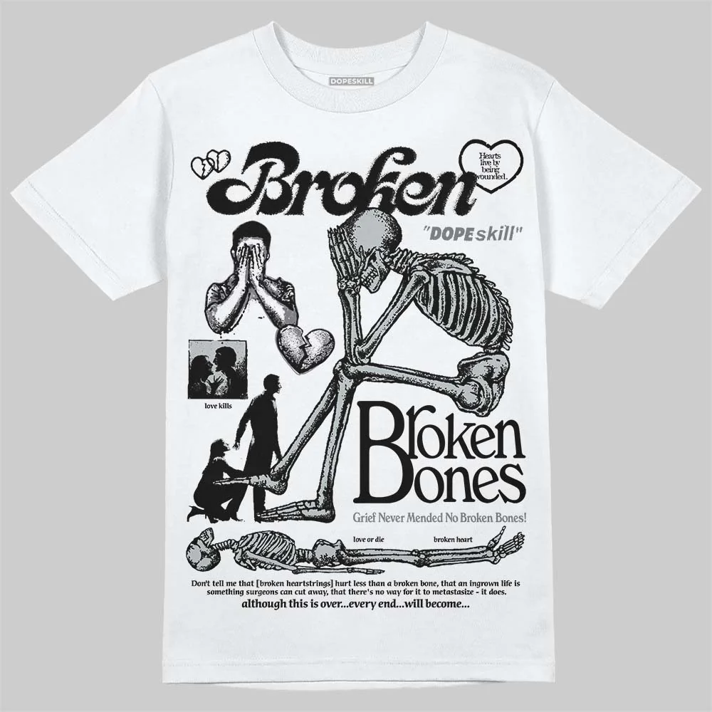 Wolf Grey 12s DopeSkill T-Shirt Broken Bones Graphic - Image 2
