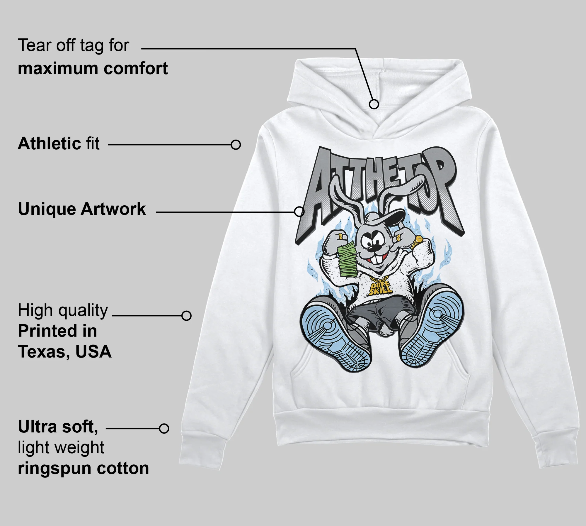 Wolf Grey 5s DopeSkill Hoodie Sweatshirt At The Top Graphic - Image 3