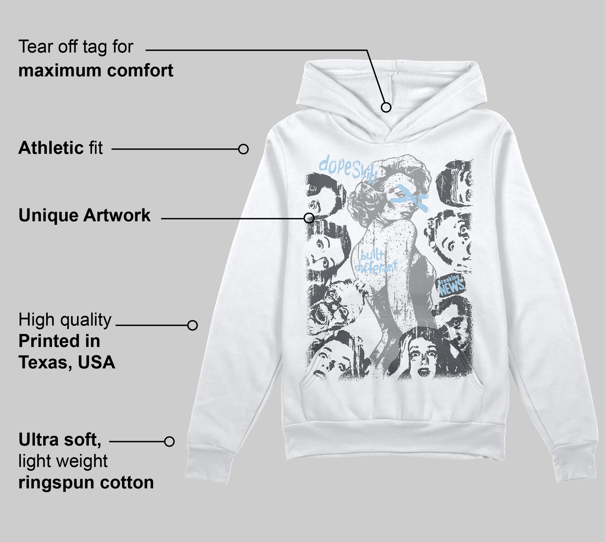 Wolf Grey 5s DopeSkill Hoodie Sweatshirt Built Different Graphic - Image 5
