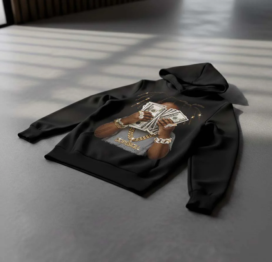 Wolf Grey 5s DopeSkill Hoodie Sweatshirt Rich Youth Graphic - Image 4