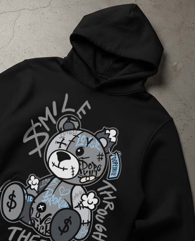 Wolf Grey 5s DopeSkill Hoodie Sweatshirt Smile Through The Pain Graphic - Image 4