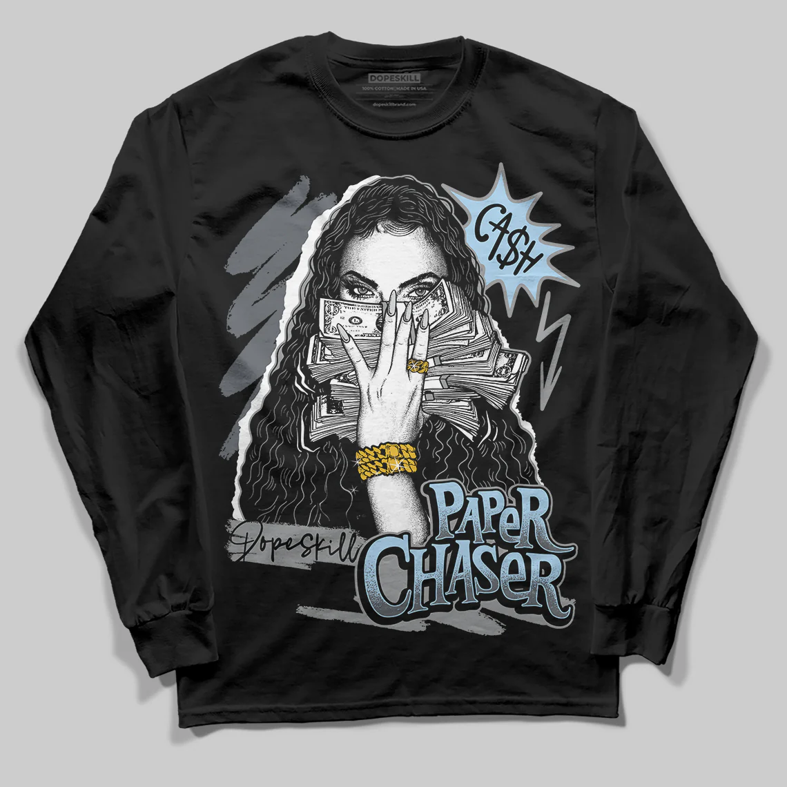 Wolf Grey 5s DopeSkill Long Sleeve T-Shirt NPC Graphic - Image 2