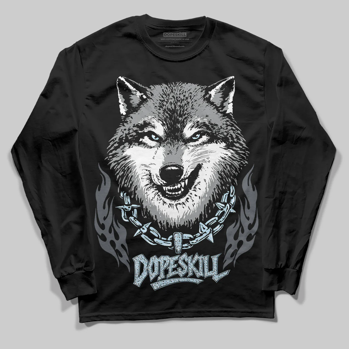 Wolf Grey 5s DopeSkill Long Sleeve T-Shirt Wolf Grey Graphic - Image 2