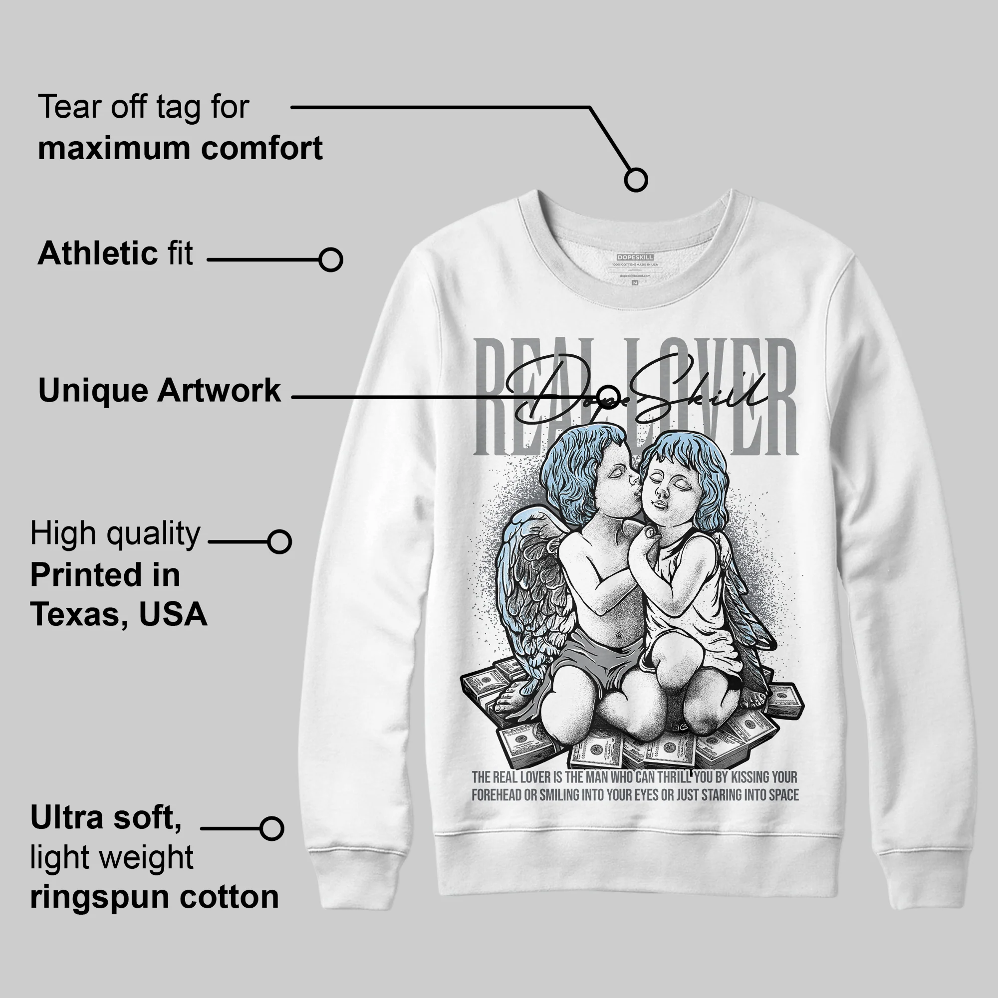 Wolf Grey 5s DopeSkill Sweatshirt Real Lover Graphic - Image 5