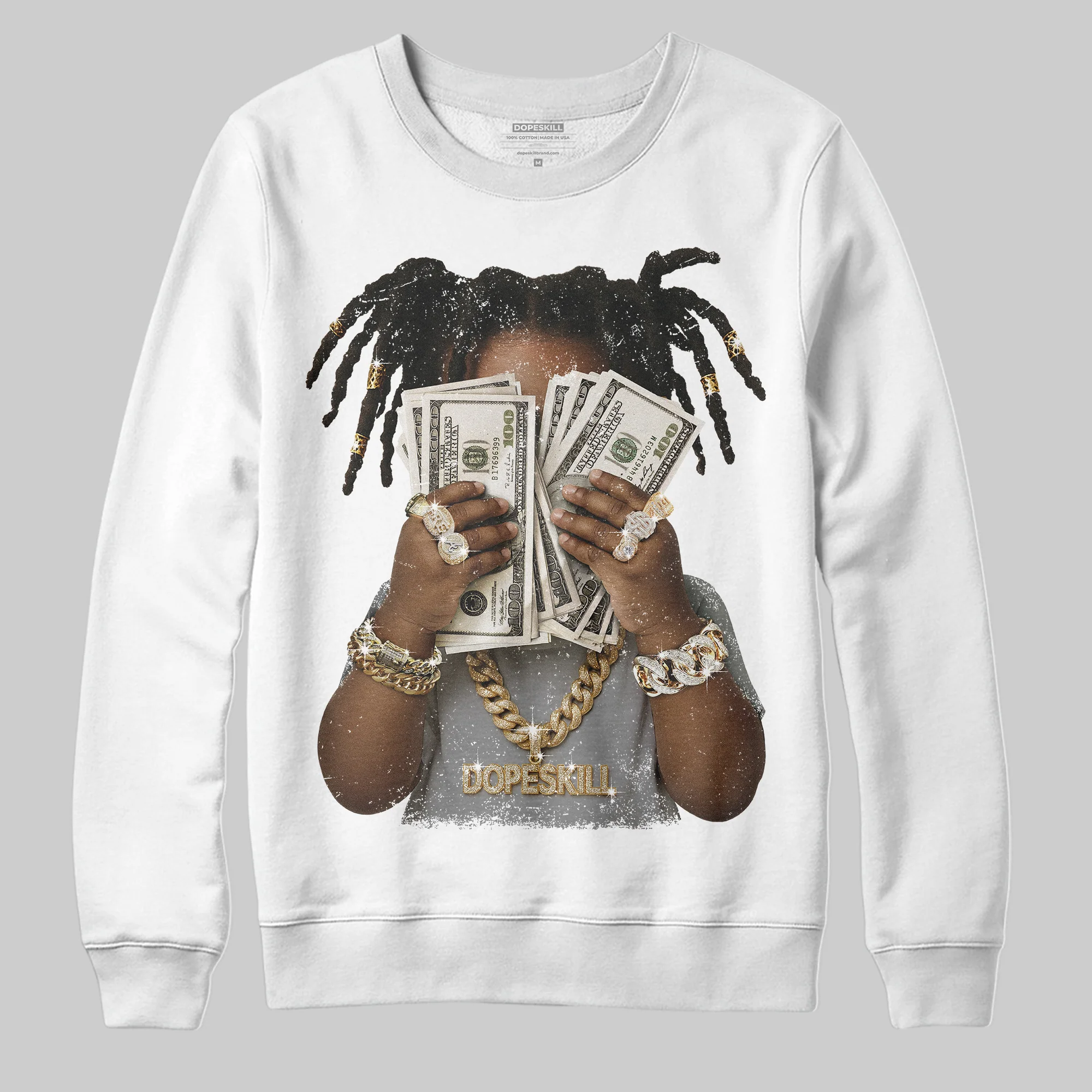 Wolf Grey 5s DopeSkill Sweatshirt Rich Youth Graphic